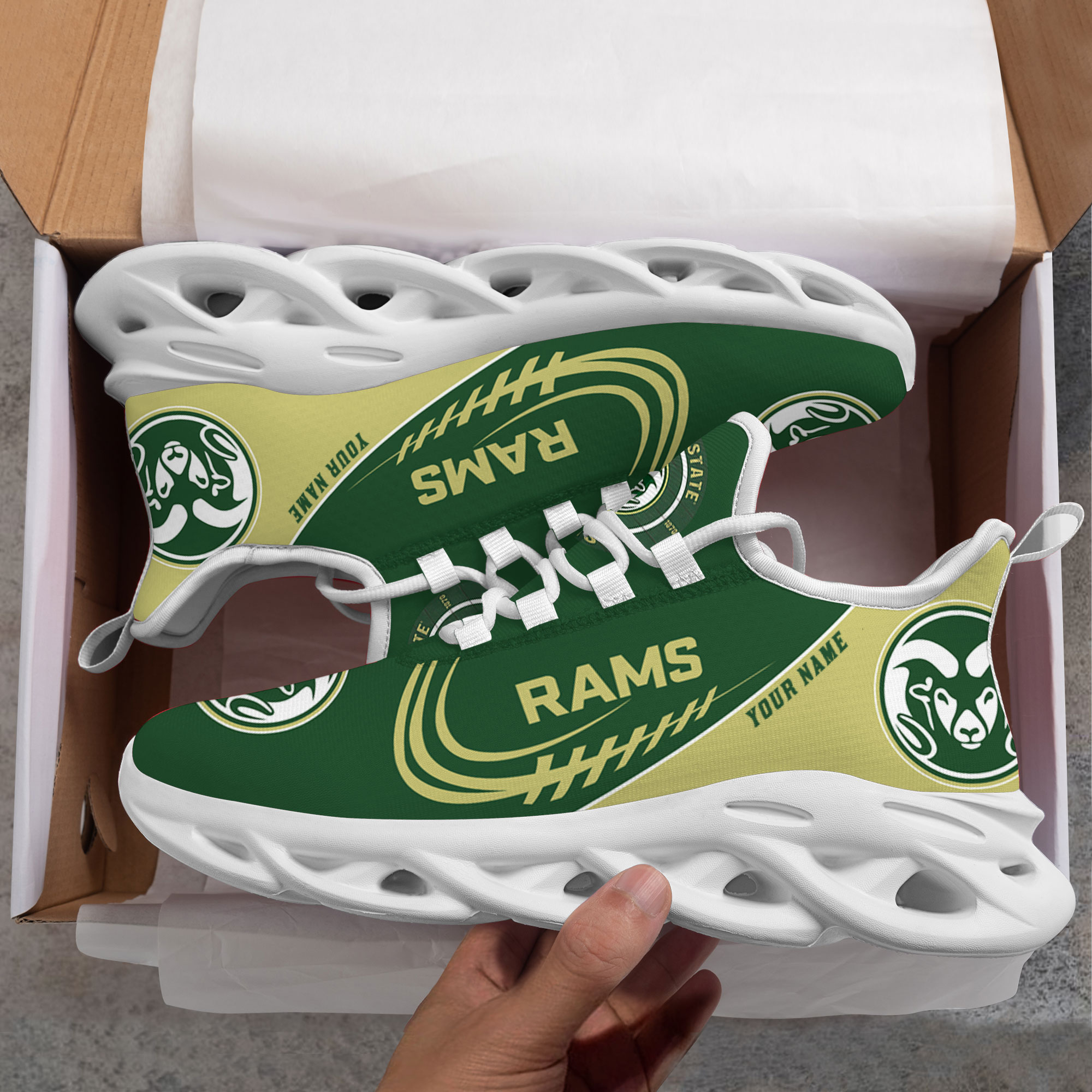 Benutzerdefinierter Name Colorado State Rams Personalisierte Max-Schuhe DS006