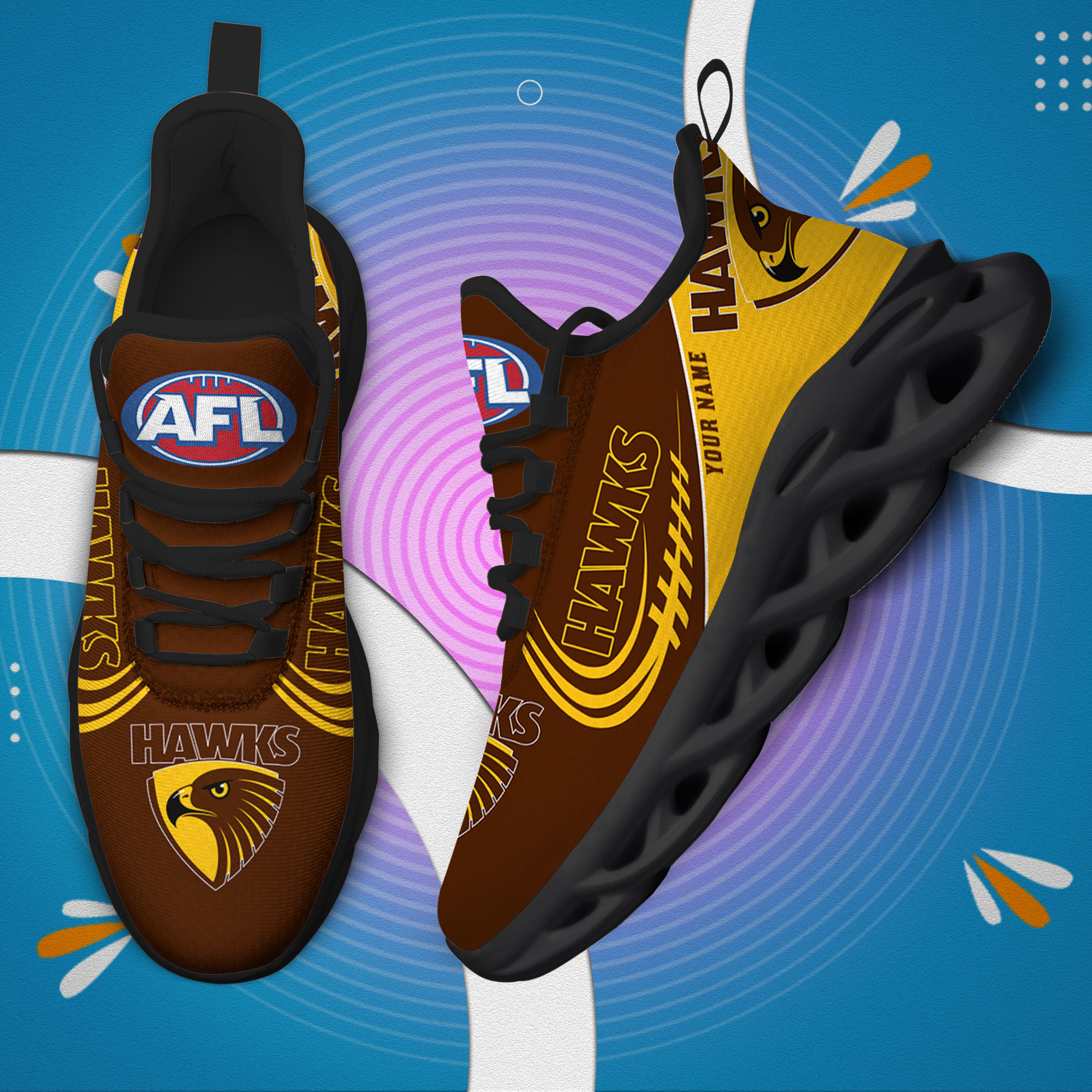 Benutzerdefinierter Name Hawthorn Hawks personalisiert Max Shoes DS006 (Kopie)