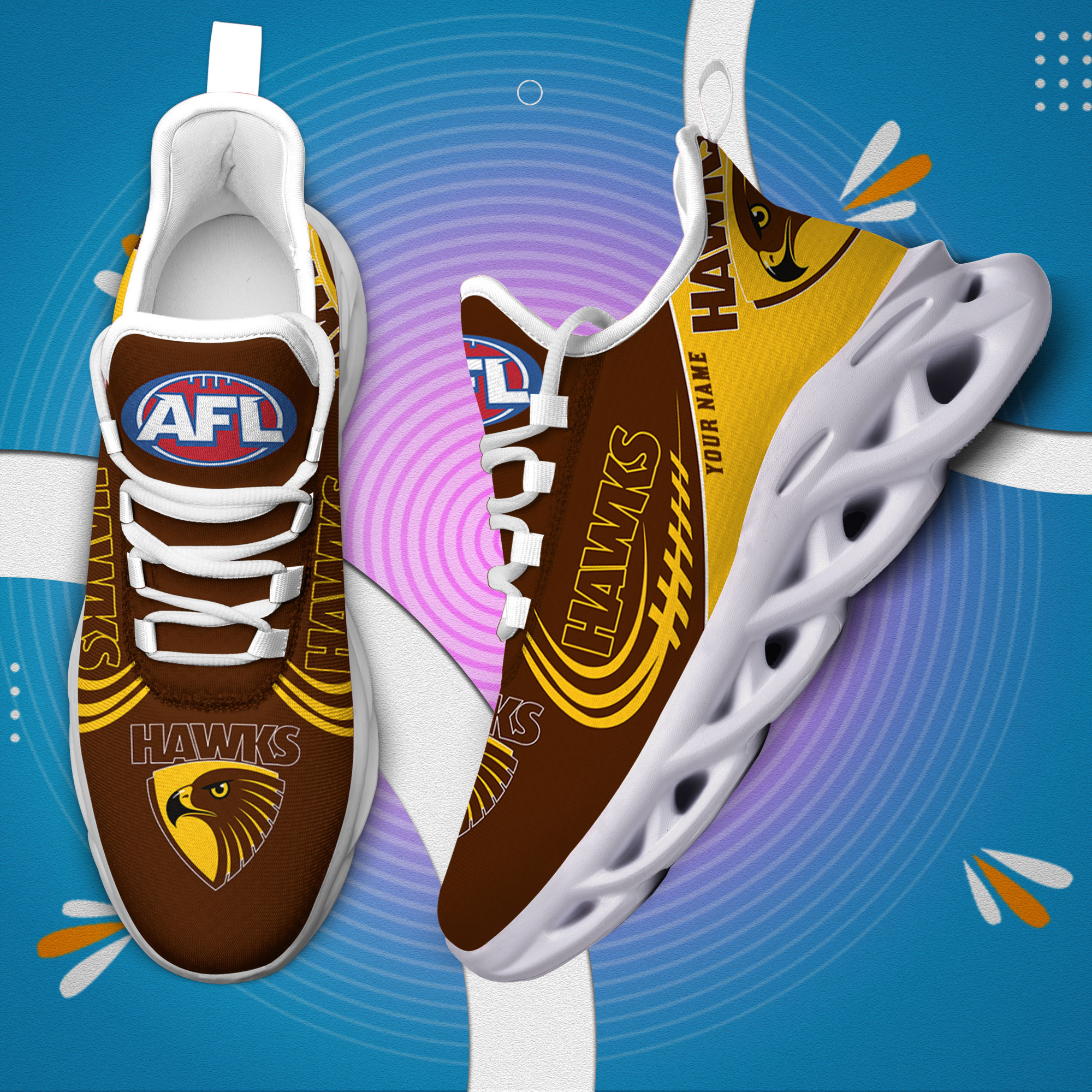 Benutzerdefinierter Name Hawthorn Hawks personalisiert Max Shoes DS006 (Kopie)
