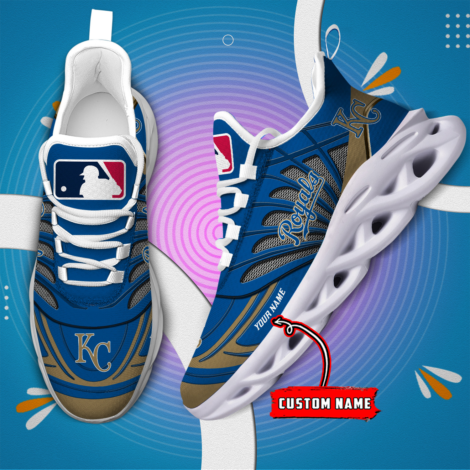Benutzerdefinierter Name Kansas City Royals personalisierte Max-Schuhe DS005