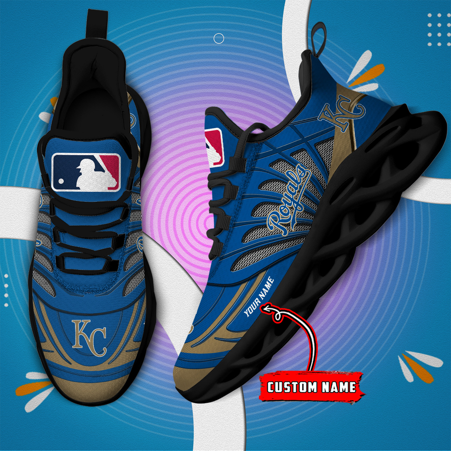 Benutzerdefinierter Name Kansas City Royals personalisierte Max-Schuhe DS005