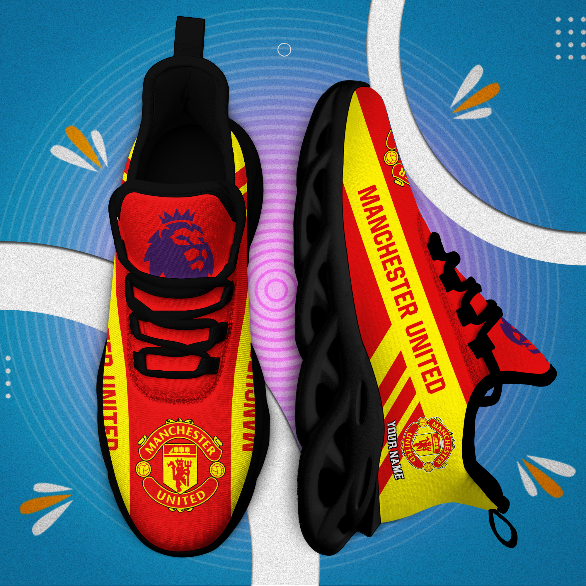 Benutzerdefinierter Name Manchester United personalisierte Max-Schuhe DS006 EPL