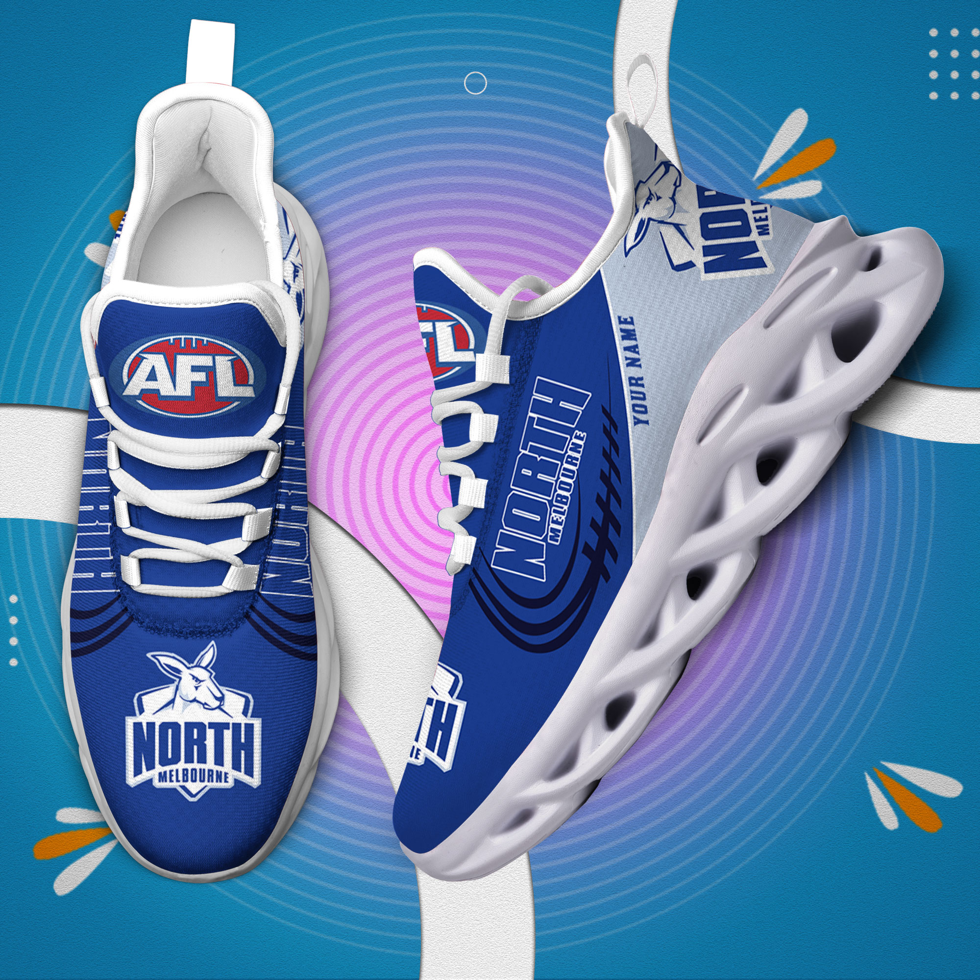 Benutzerdefinierter Name North Melbourne Kangaroos Personalisierte Max Schuhe DS006