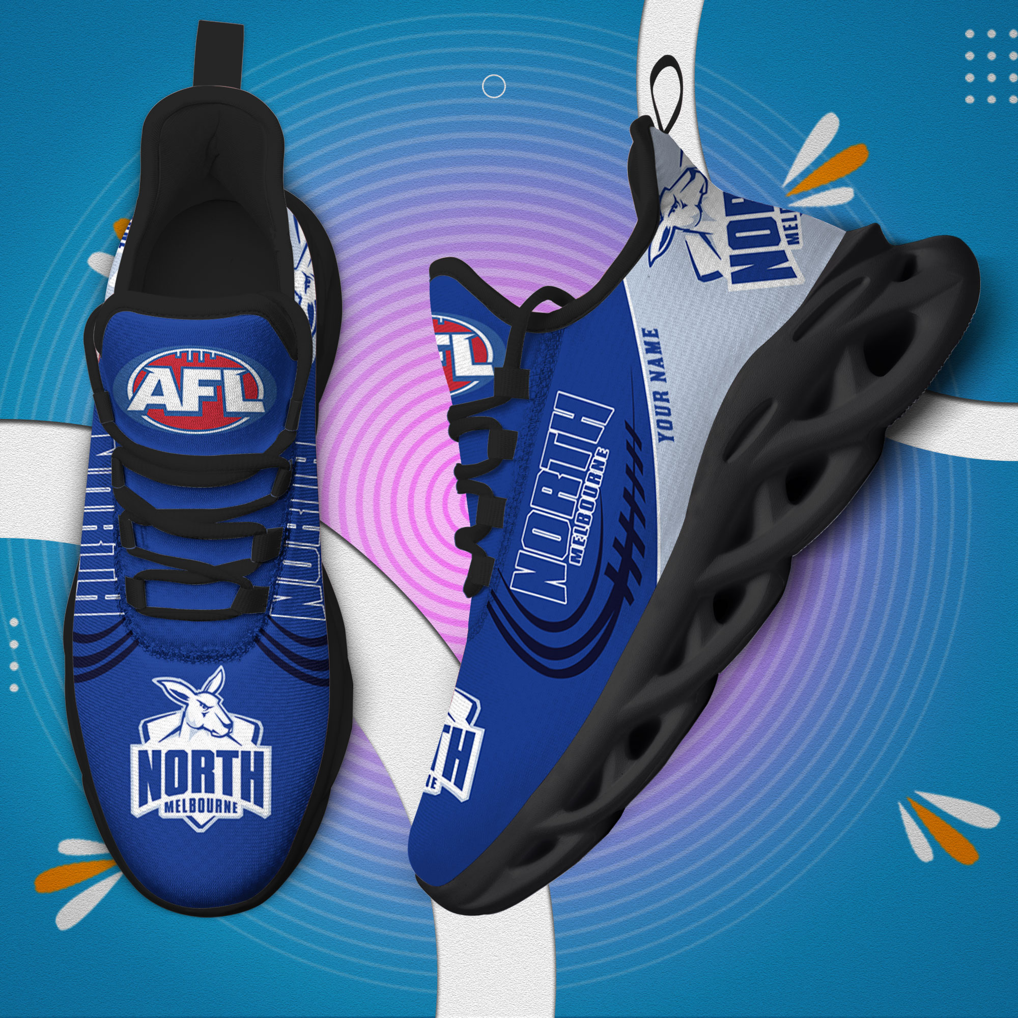 Benutzerdefinierter Name North Melbourne Kangaroos Personalisierte Max Schuhe DS006
