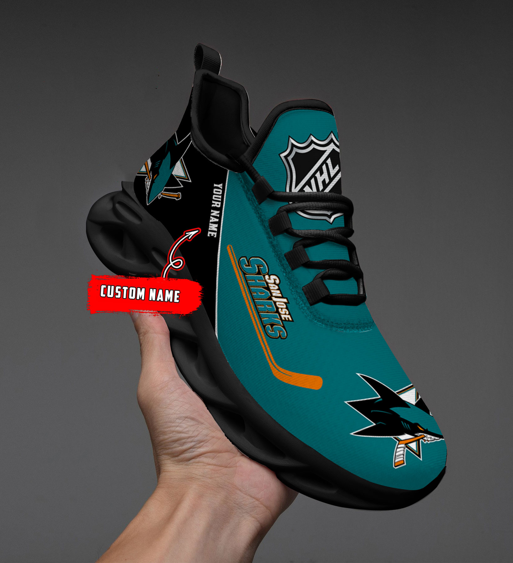 Benutzerdefinierter Name San Jose Sharks Personalisiert Max Shoes DS006 NEU 2022 M1