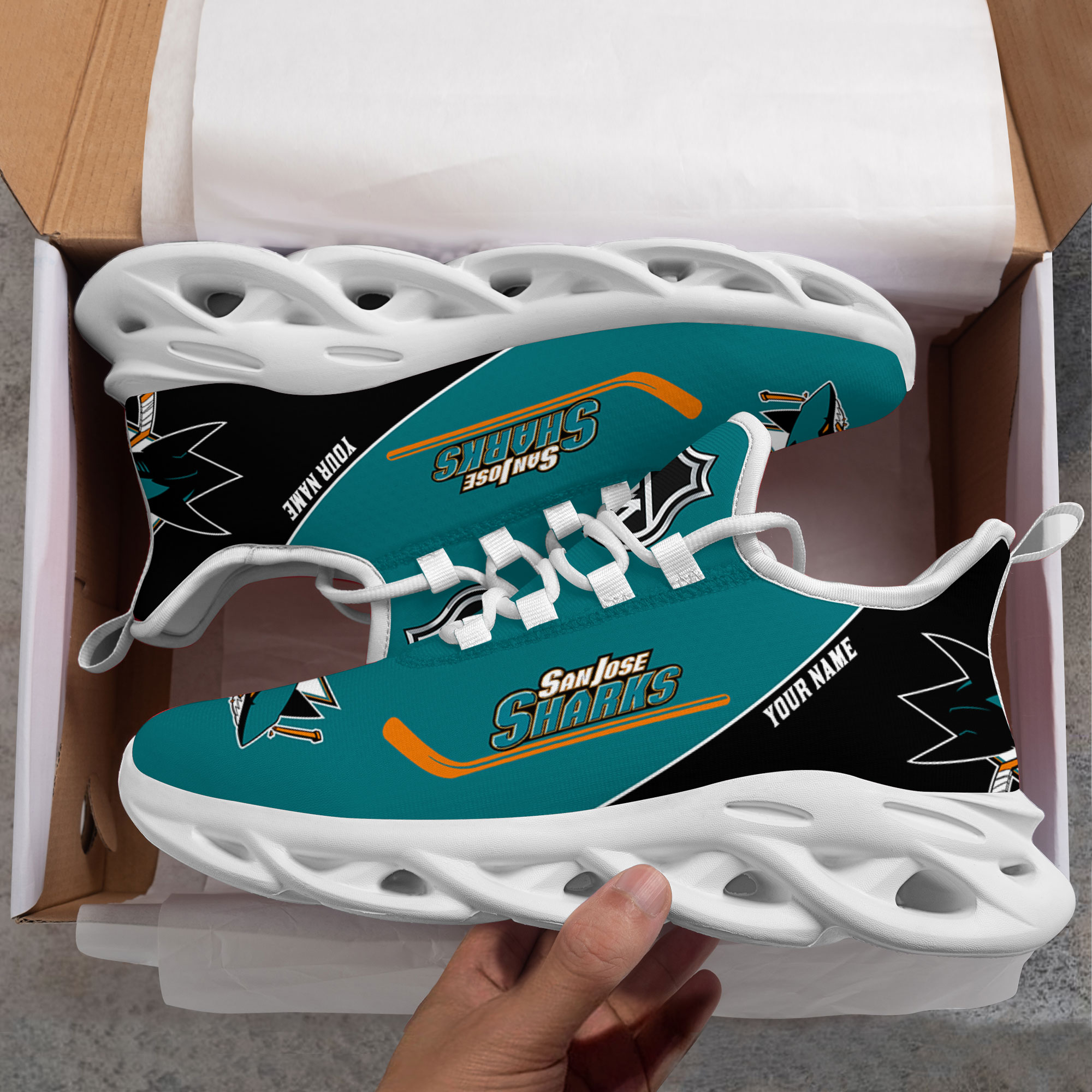 Benutzerdefinierter Name San Jose Sharks Personalisiert Max Shoes DS006 NEU 2022 M1