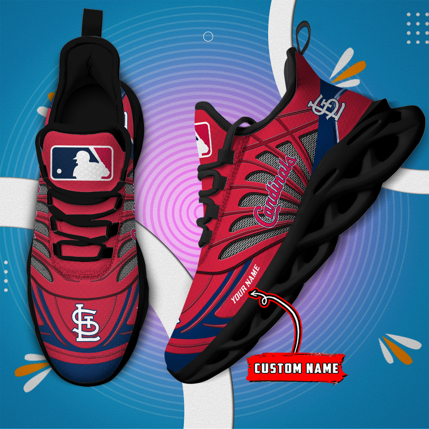 Benutzerdefinierter Name St. Louis Cardinals personalisierte Max Shoes DS005