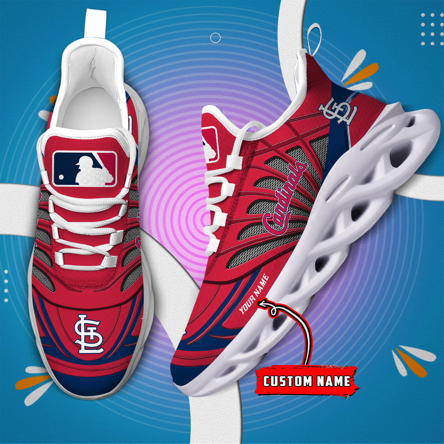 Benutzerdefinierter Name St. Louis Cardinals personalisierte Max Shoes DS005