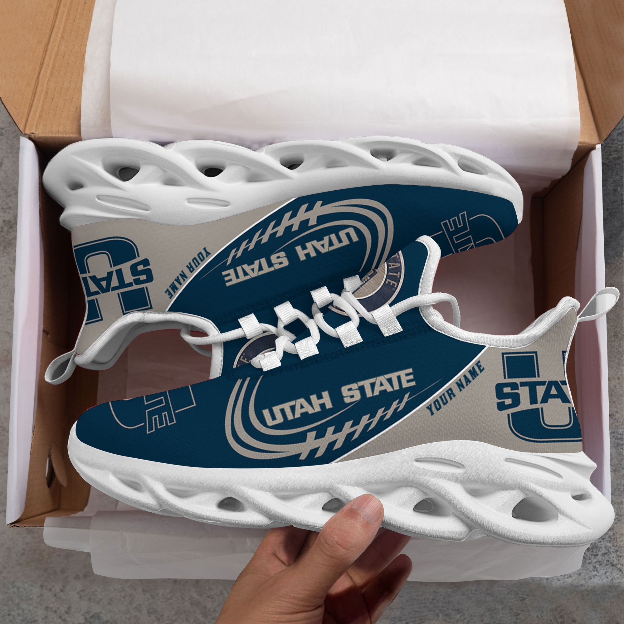 Benutzerdefinierter Name Utah State Aggies personalisierte Max-Schuhe DS006