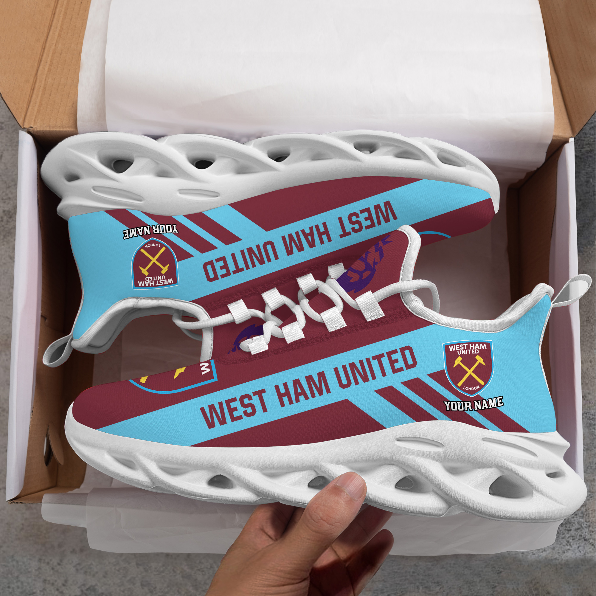 Benutzerdefinierter Name West Ham United personalisierte Max-Schuhe DS006 EPL