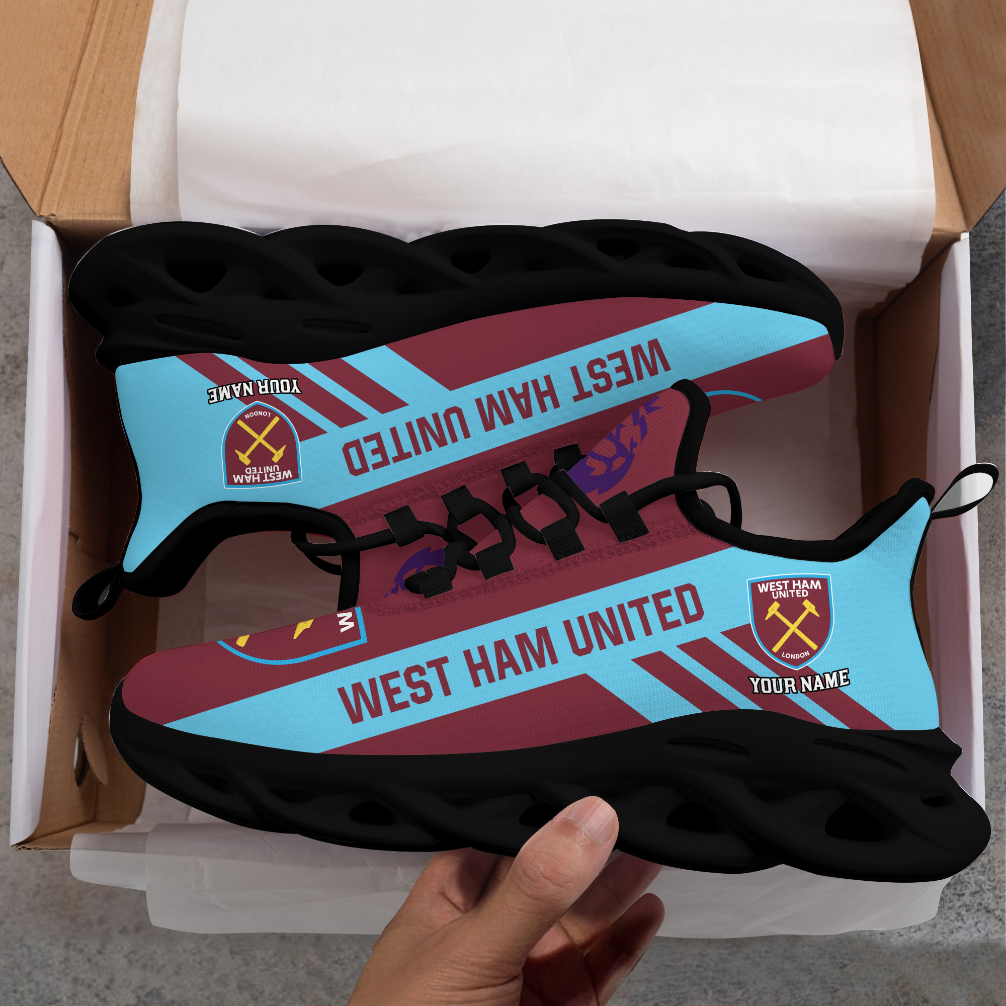 Benutzerdefinierter Name West Ham United personalisierte Max-Schuhe DS006 EPL