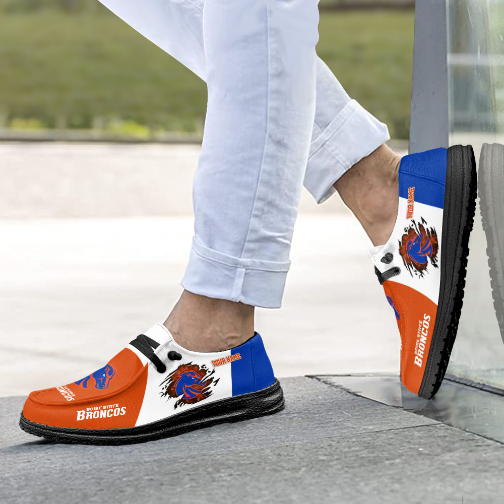 Boise State Broncos personalisierte Hey Dude Sportschuhe – individuelles Namensdesign, perfektes Geschenk für Fans