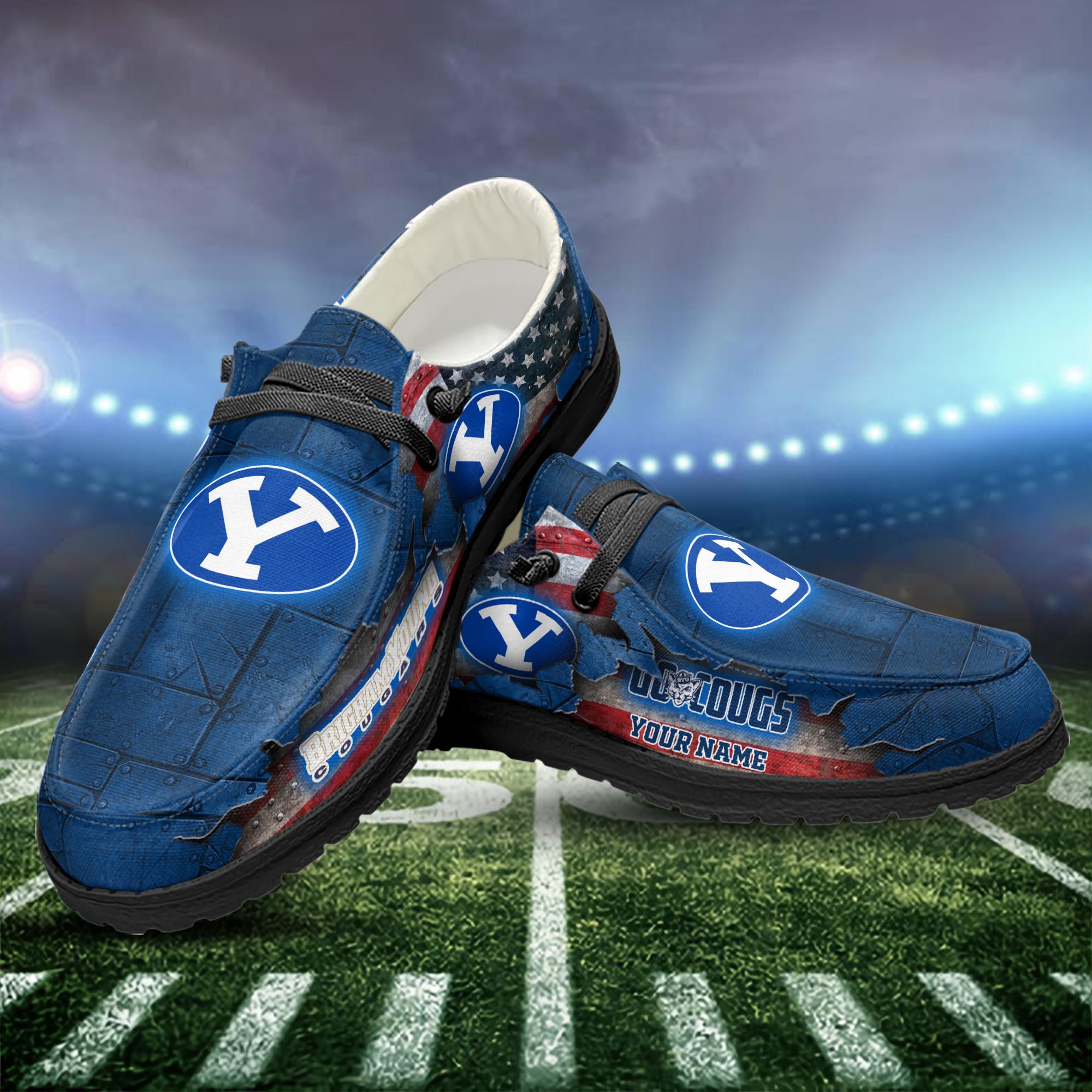 BYU Cougars personalisierte H-D-Sportschuhe – individuelles Namensdesign