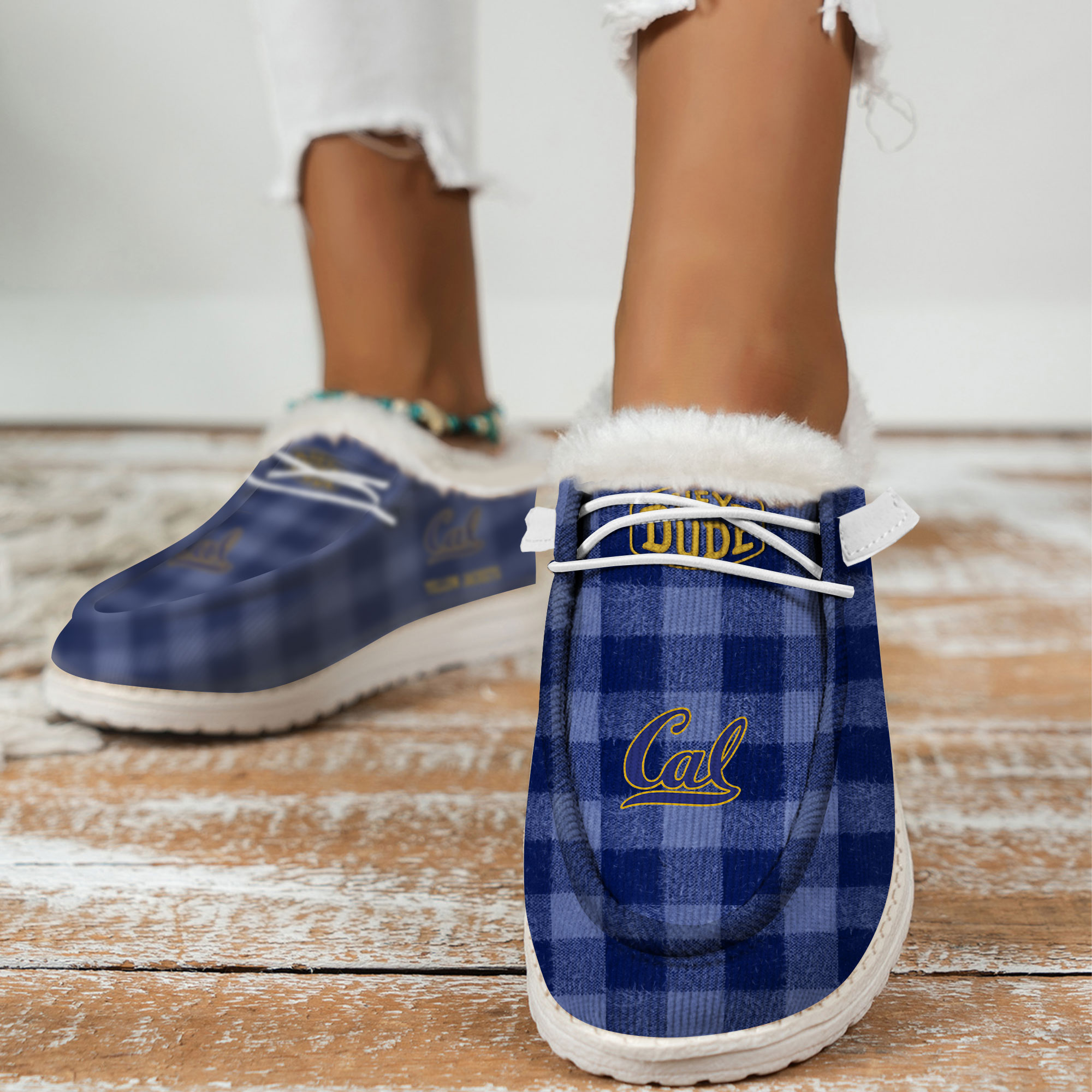 California Golden Bears personalisierter „Hey Dude“ mit Schuhen mit warmem Fellfutter – individuelles Namensdesign, perfektes Geschenk für Fans