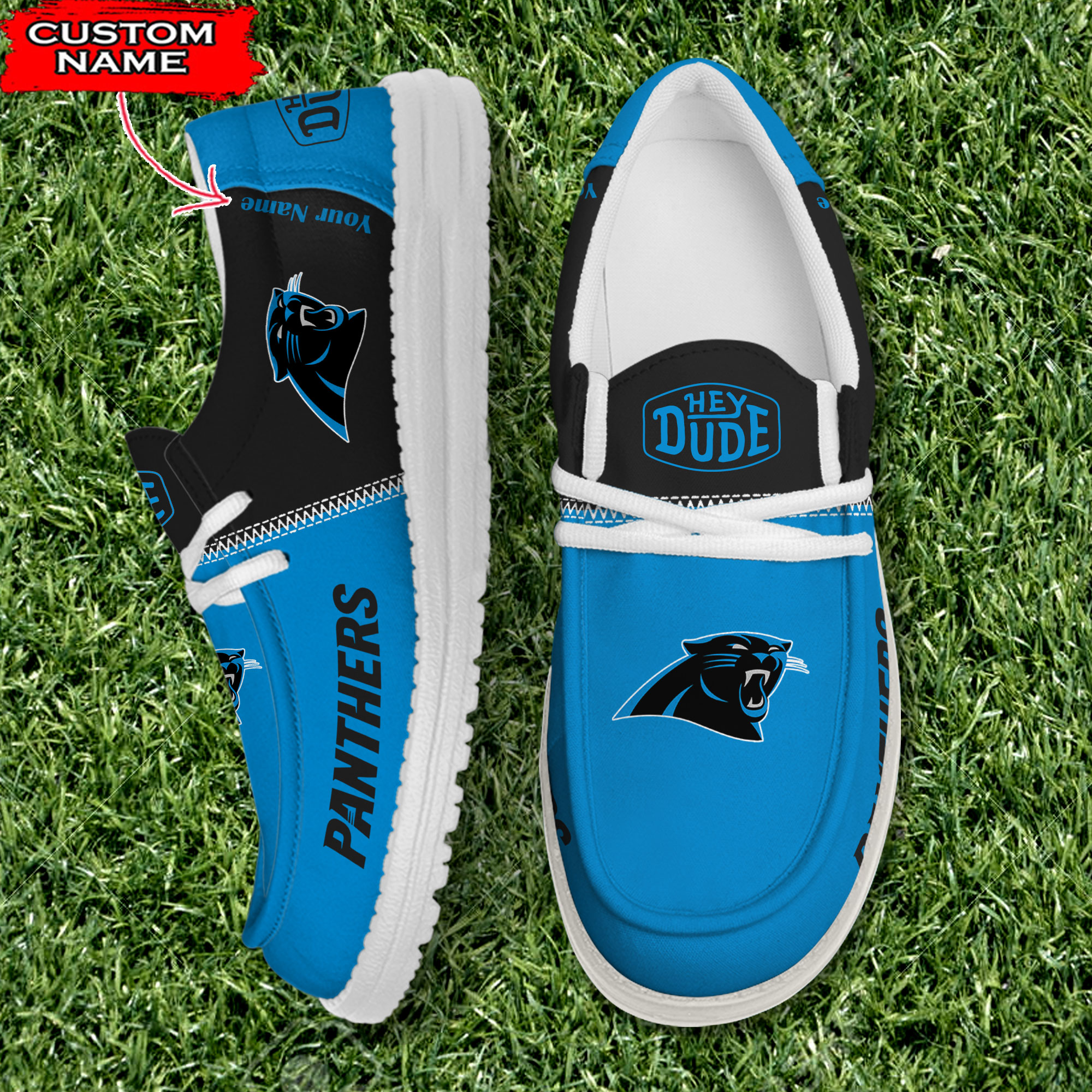 Carolina Panthers personalisieren Ihren Namen 32 Teams Hey Dude Schuhe