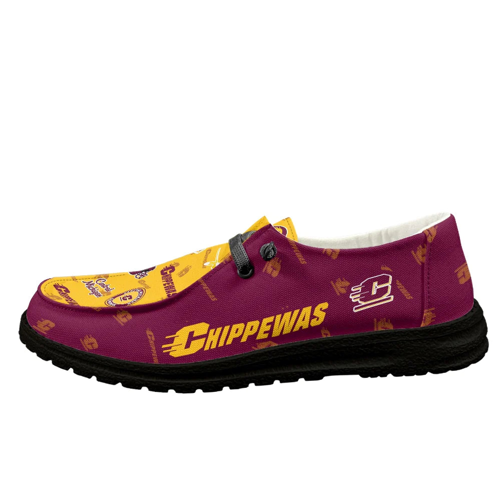 Central Michigan Chippewas personalisierte H-D-Sportschuhe – individuelles Namensdesign