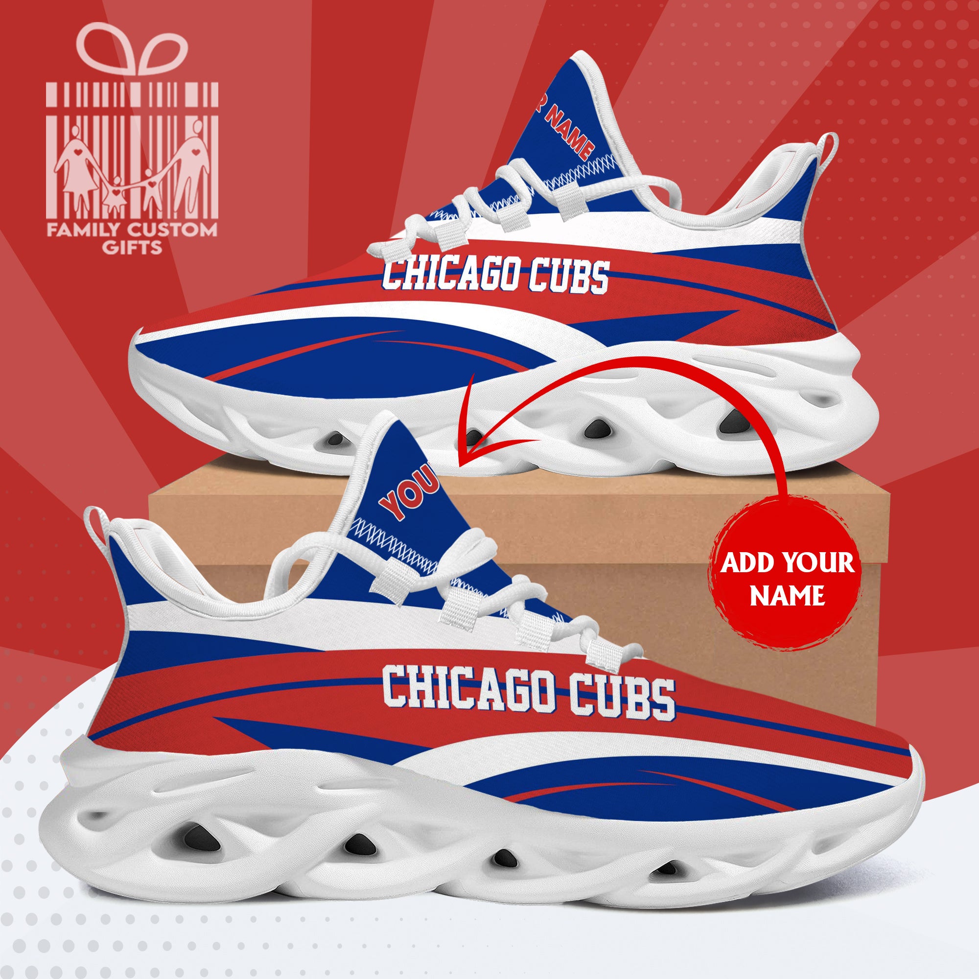 Chicago Cubs Custom Baseball Personalisierte Max Soul Sneakers Laufsportschuhe für Männer Frauen