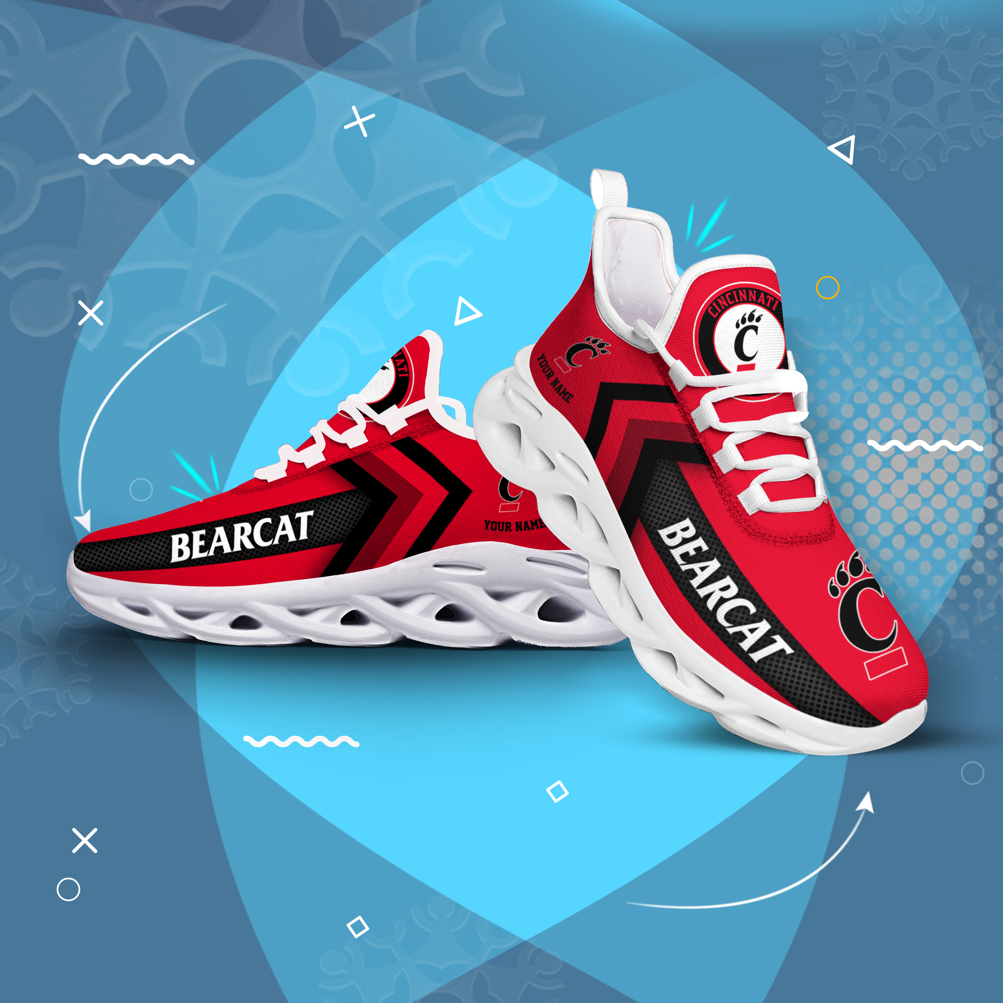 Cincinnati Bearcats personalisierter individueller Name MAX SHOES DS003