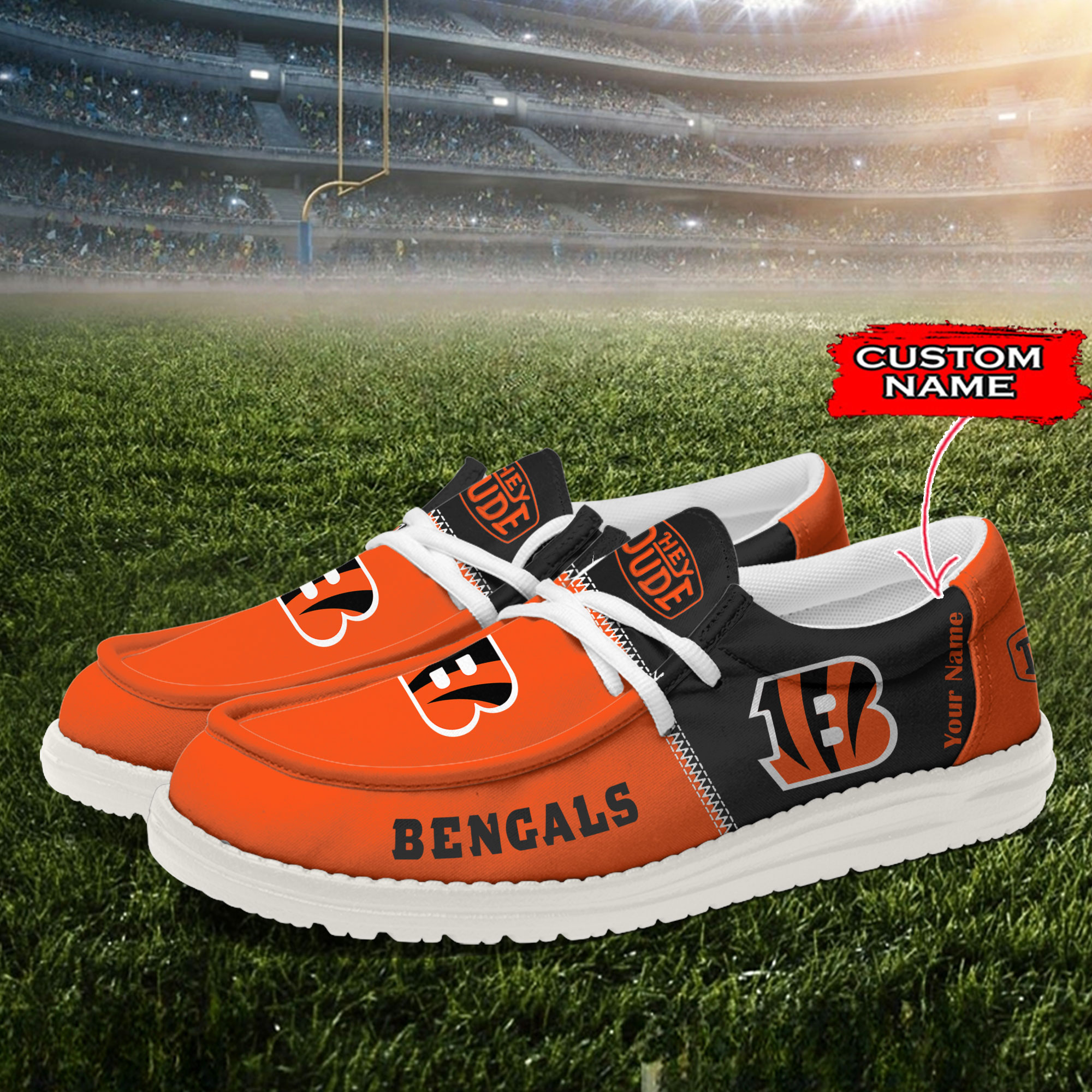 Cincinnati Bengals personalisieren Ihren Namen 32 Teams Hey Dude Schuhe