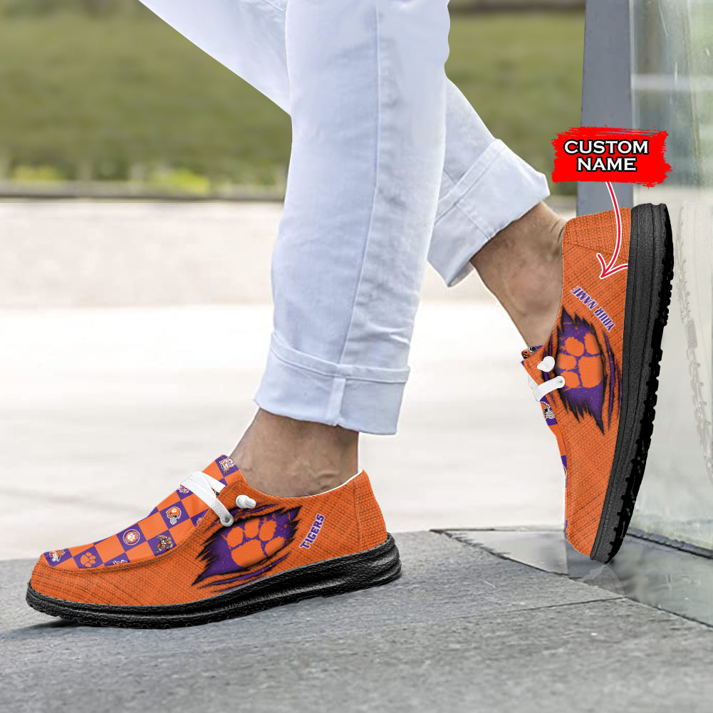 Clemson Tigers H-D Shoes Wally Herren-Slipper zum Schnüren für Männer und Frauen