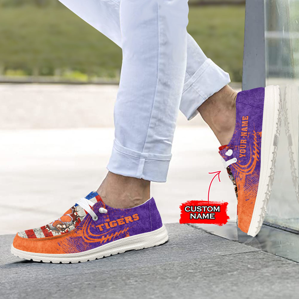 Clemson Tigers H-D Shoes Wally Herren-Slipper zum Schnüren für Männer und Frauen