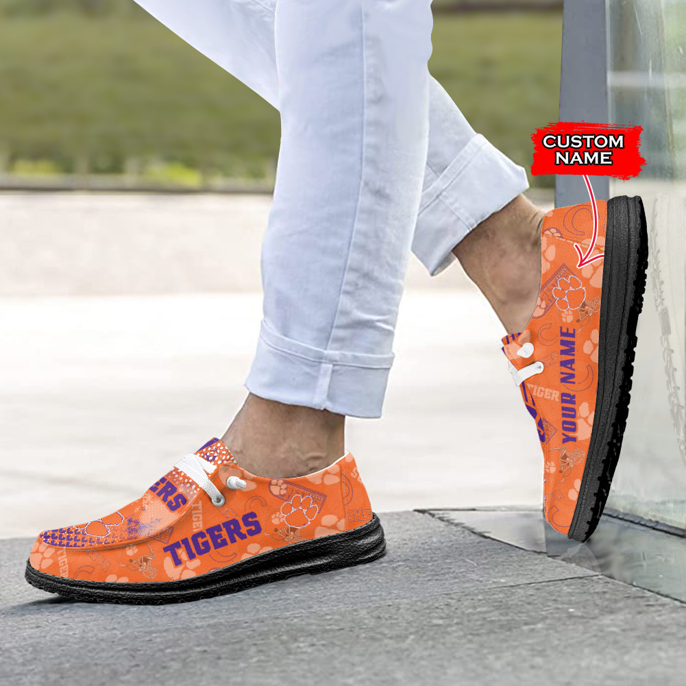 Clemson Tigers H-D Shoes Wally Herren-Slipper zum Schnüren für Männer und Frauen