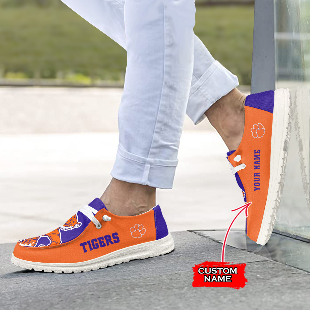 Clemson Tigers H-D Shoes Wally Herren-Slipper zum Schnüren für Männer und Frauen