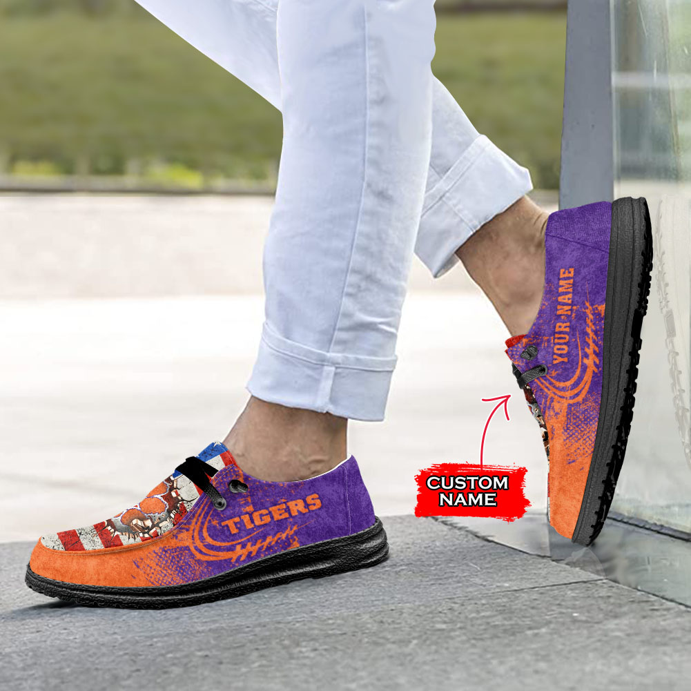 Clemson Tigers H-D Shoes Wally Herren-Slipper zum Schnüren für Männer und Frauen