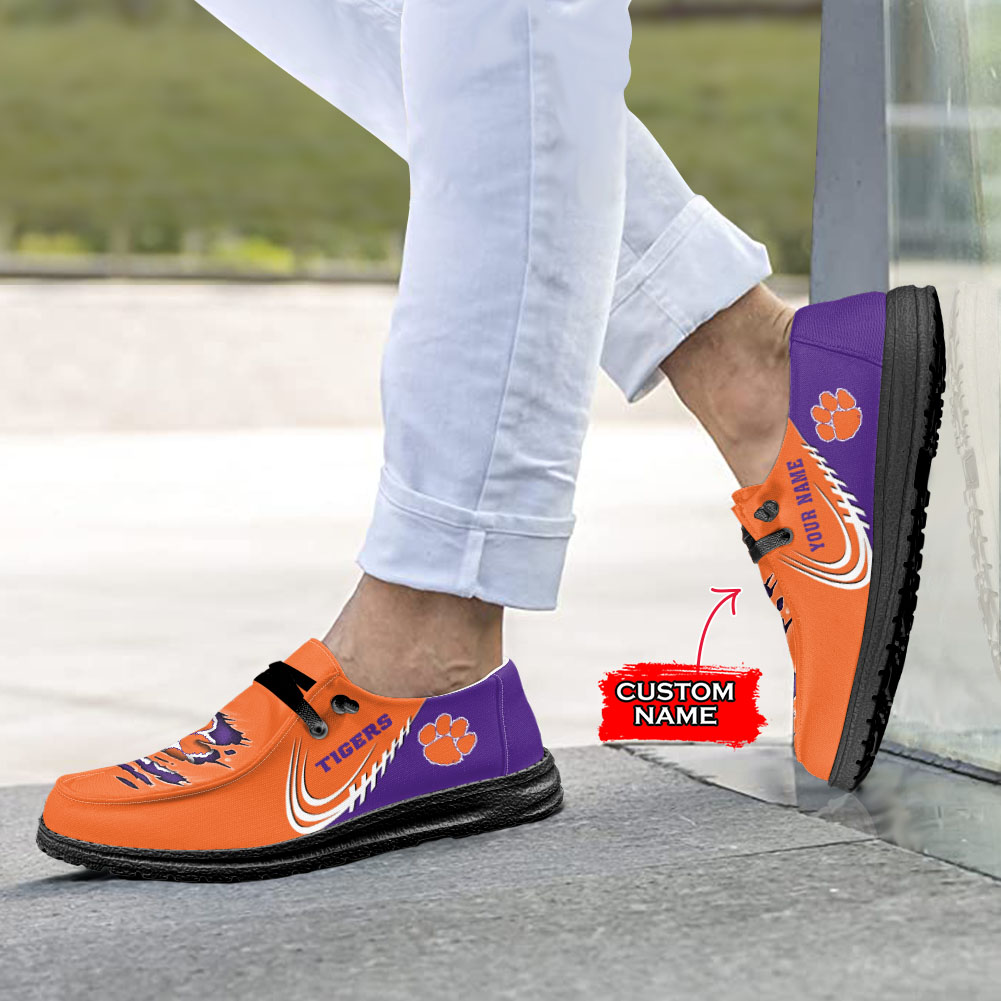 Clemson Tigers H-D Shoes Wally Herren-Slipper zum Schnüren für Männer und Frauen