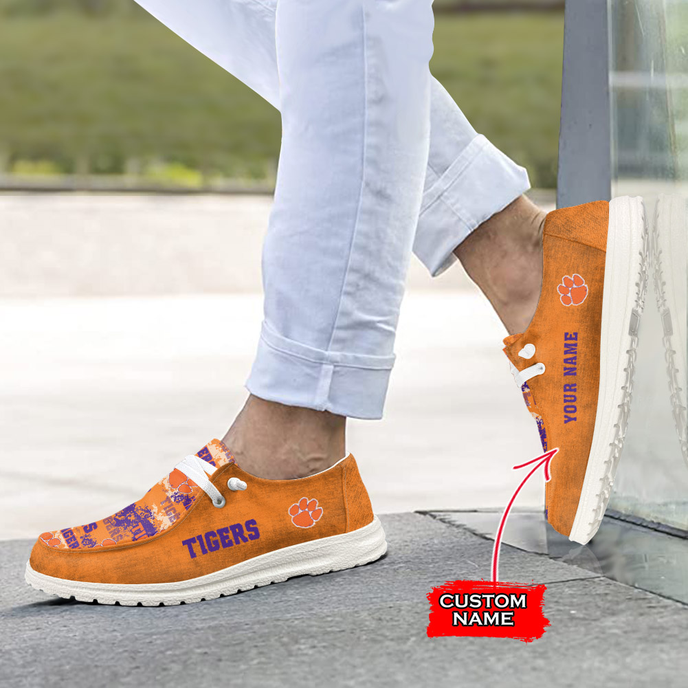 Clemson Tigers H-D Shoes Wally Herren-Slipper zum Schnüren für Männer und Frauen