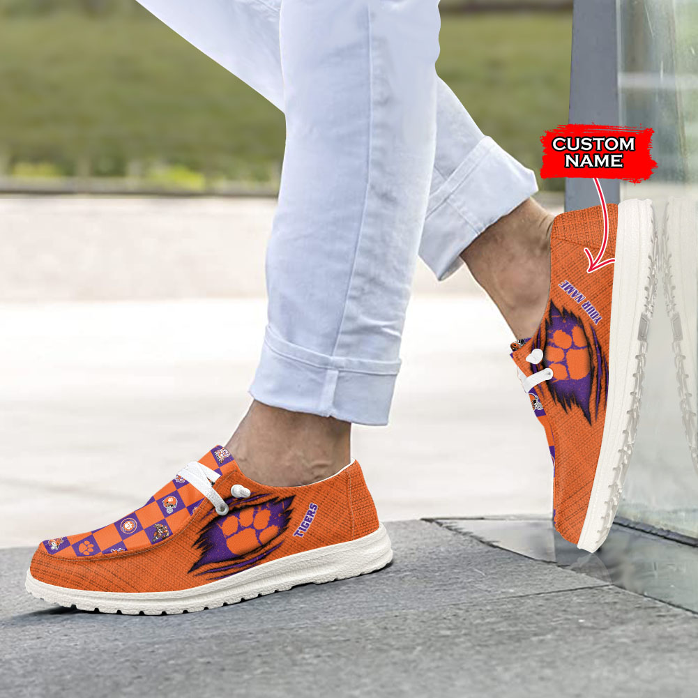 Clemson Tigers H-D Shoes Wally Herren-Slipper zum Schnüren für Männer und Frauen
