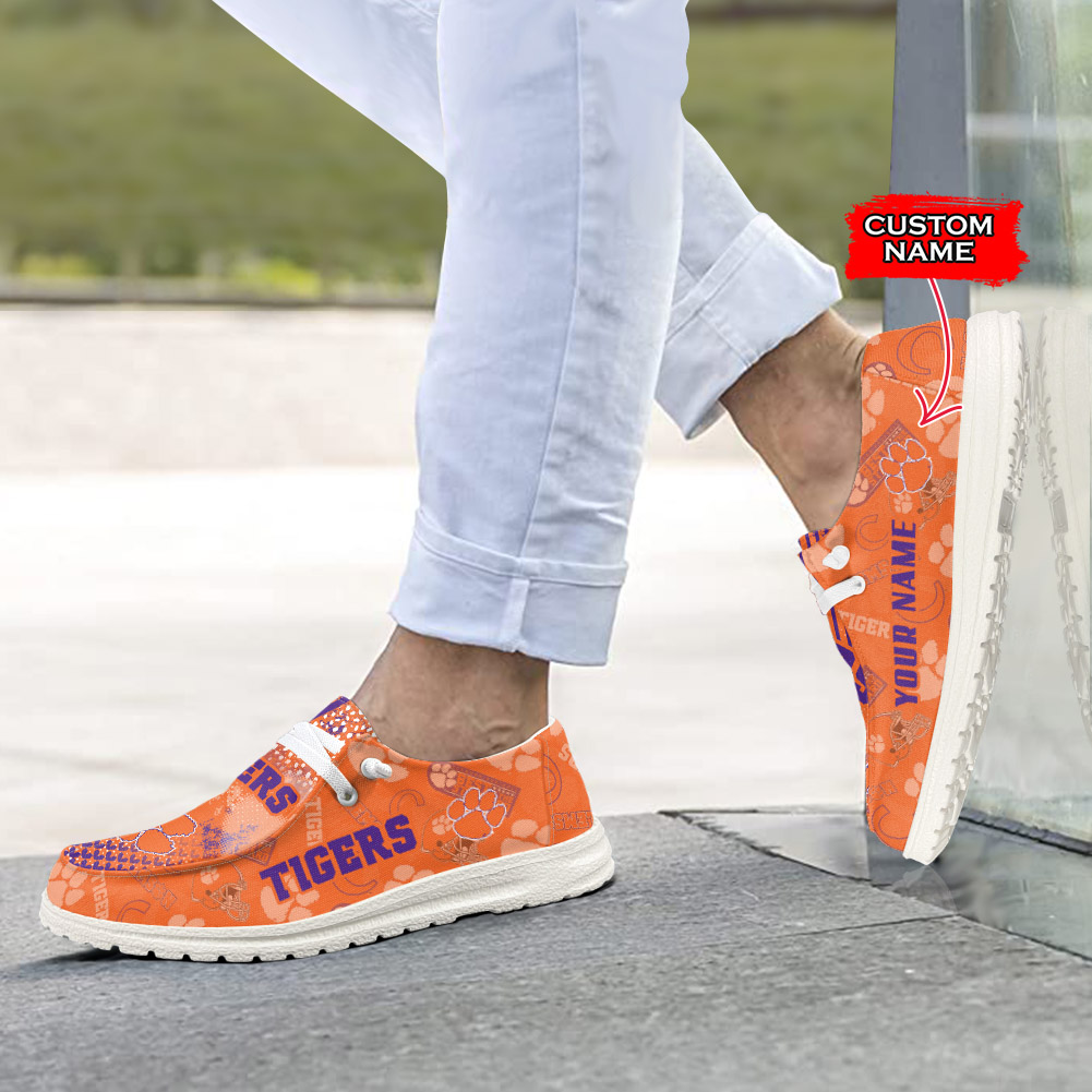Clemson Tigers H-D Shoes Wally Herren-Slipper zum Schnüren für Männer und Frauen