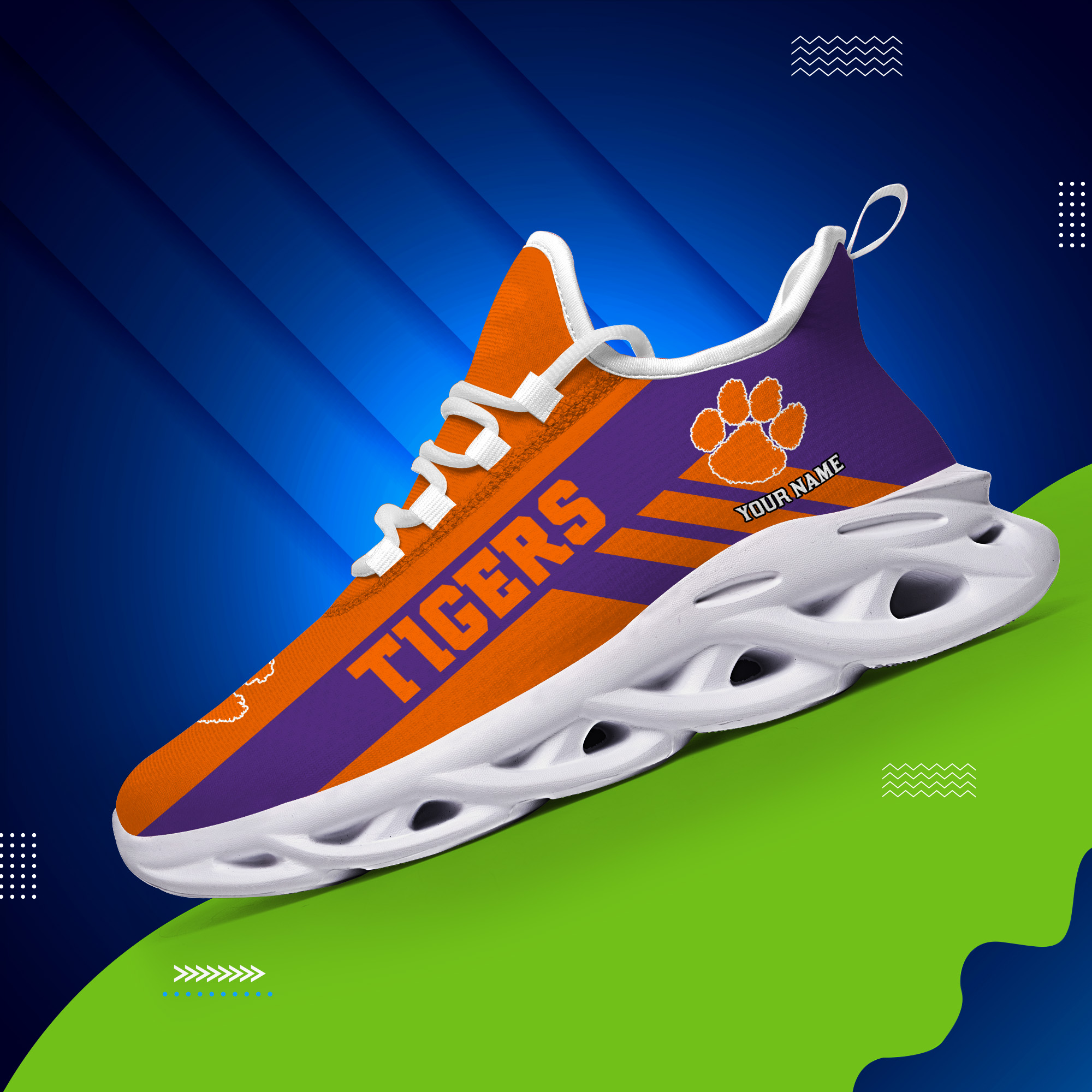 Clemson Tigers individueller Name, personalisierbar, Max-Schuhe DS004