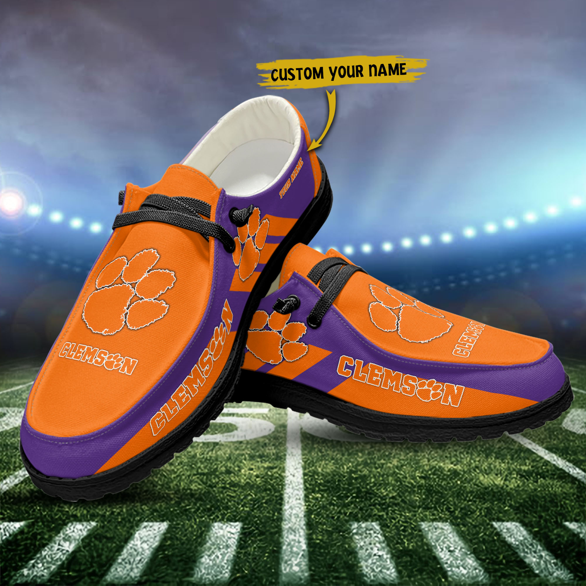 Clemson Tigers personalisierte H-D-Sportschuhe – individuelles Namensdesign