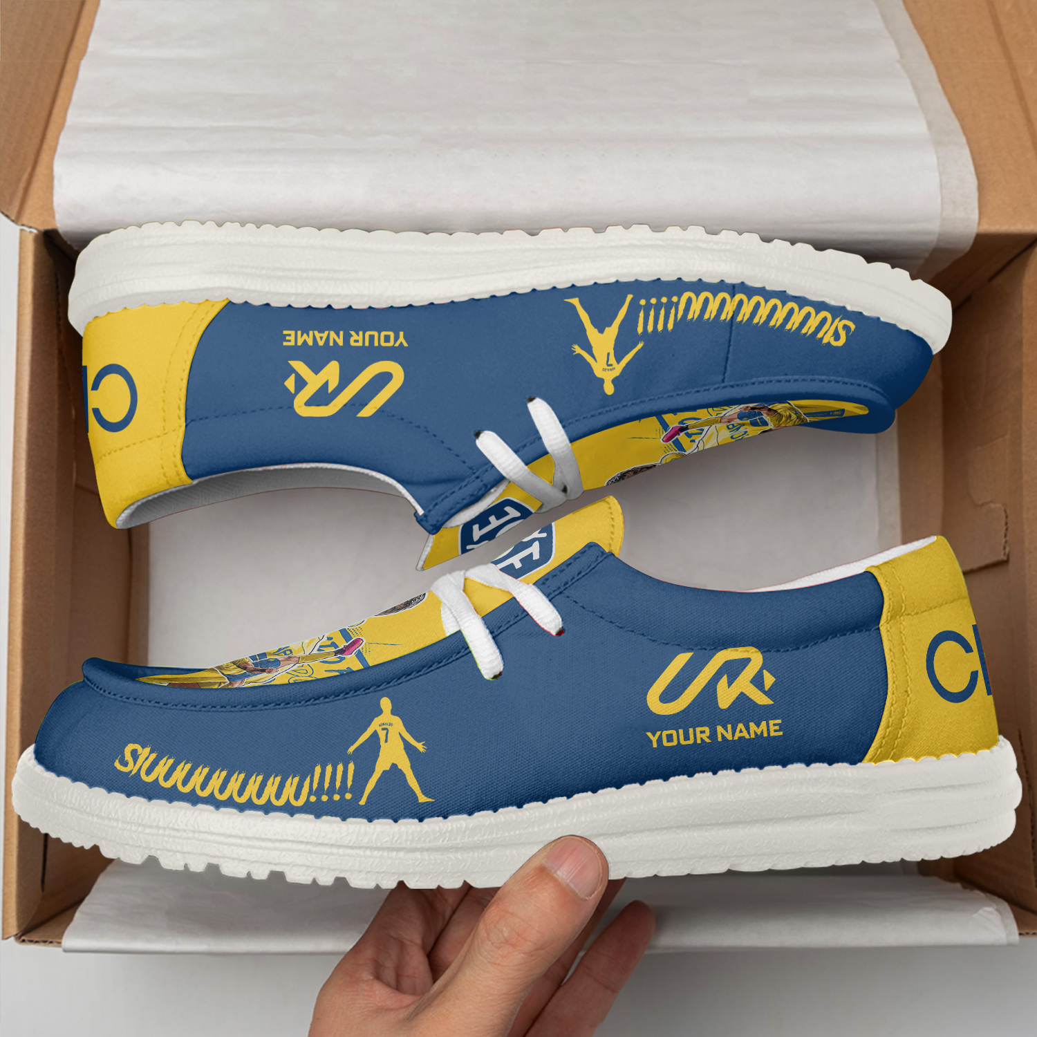Cristiano Ronaldo personalisierte Hey Dude Sportschuhe – individuelles Namensdesign, perfektes Geschenk für Fans