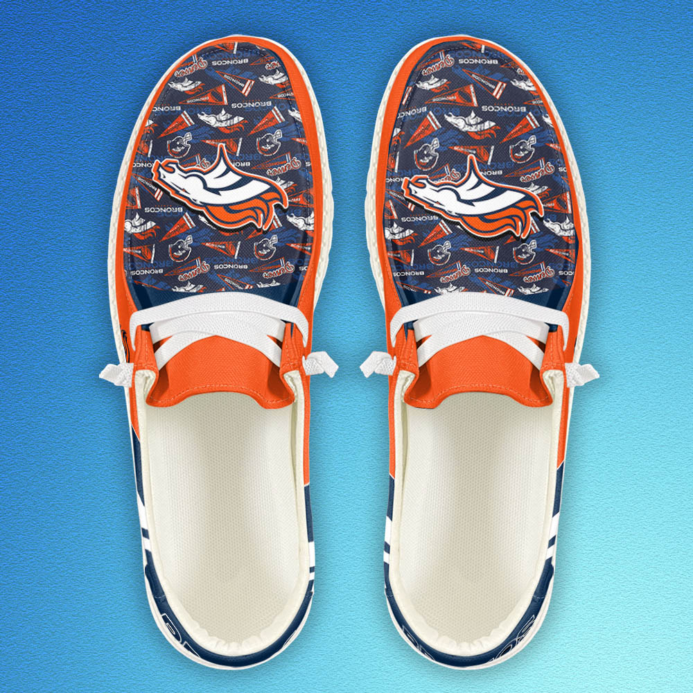 Denver Broncos personalisierte Hey Dude Sportschuhe – individuelles Namensdesign, perfektes Geschenk für Fans