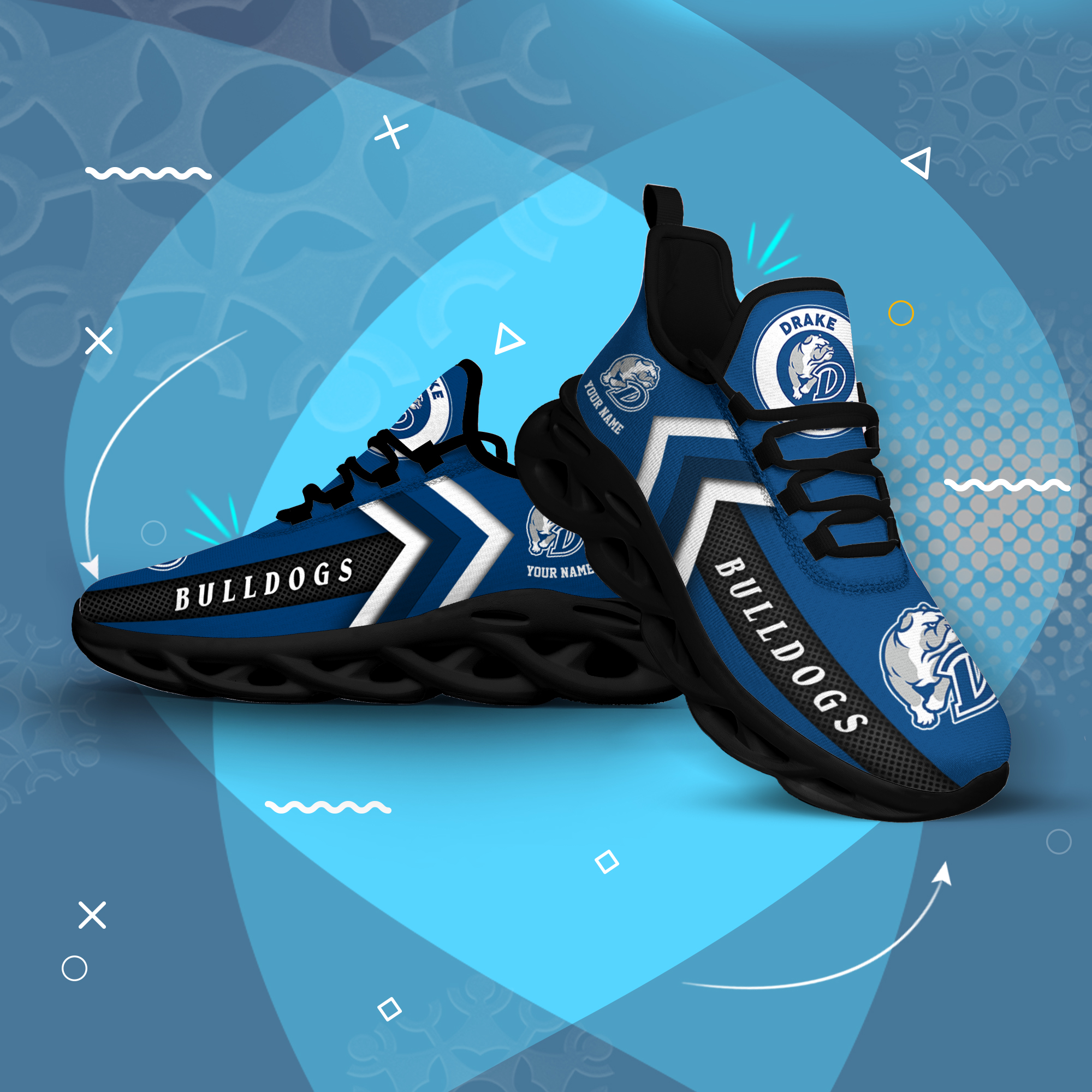 Drake Bulldogs personalisierter individueller Name MAX SHOES DS003