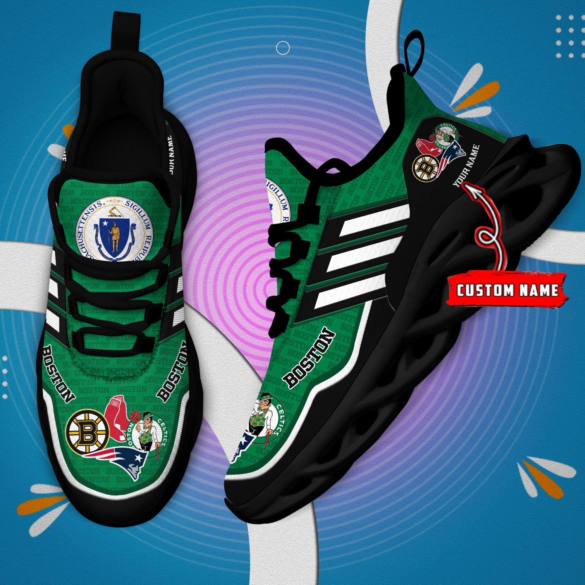 DS005 BostonGREEN002 Klobige MAX-SCHUHE