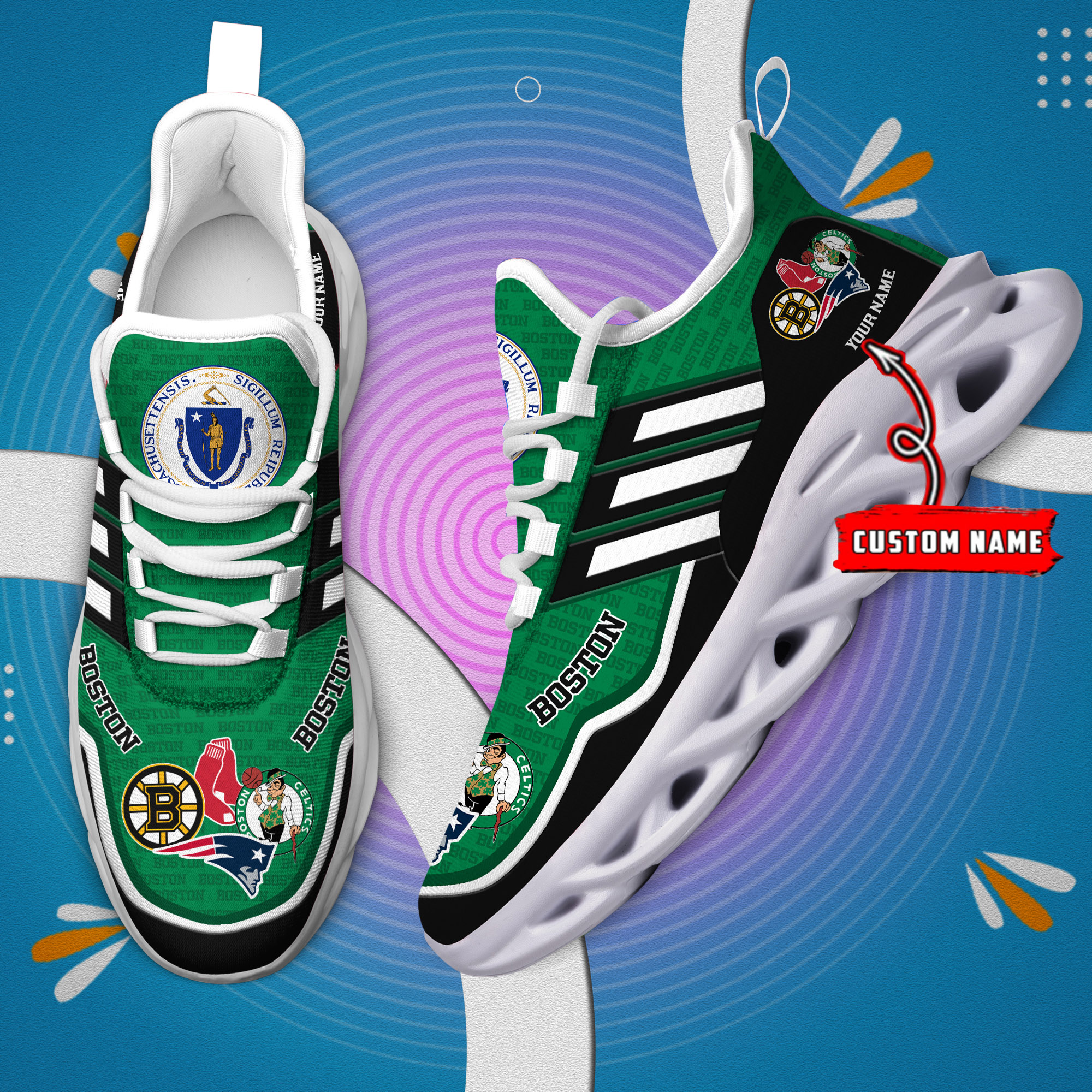 DS005 BostonGREEN002 Klobige MAX-SCHUHE