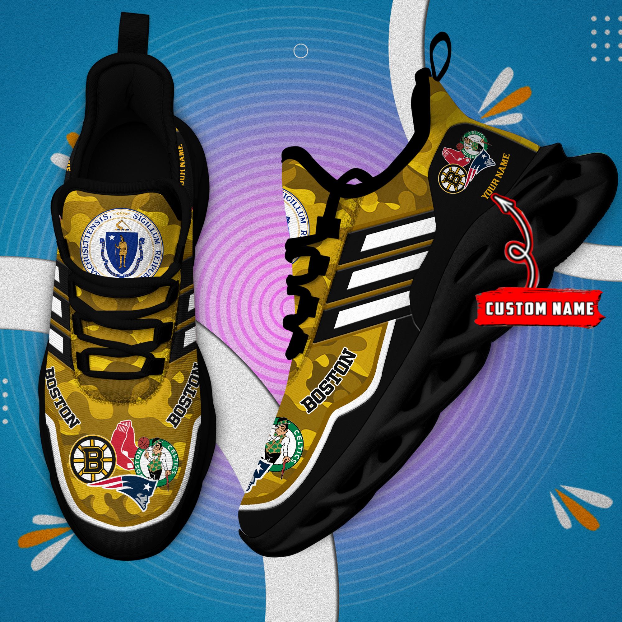 DS005 BostonYELLOW001 Klobige MAX-SCHUHE