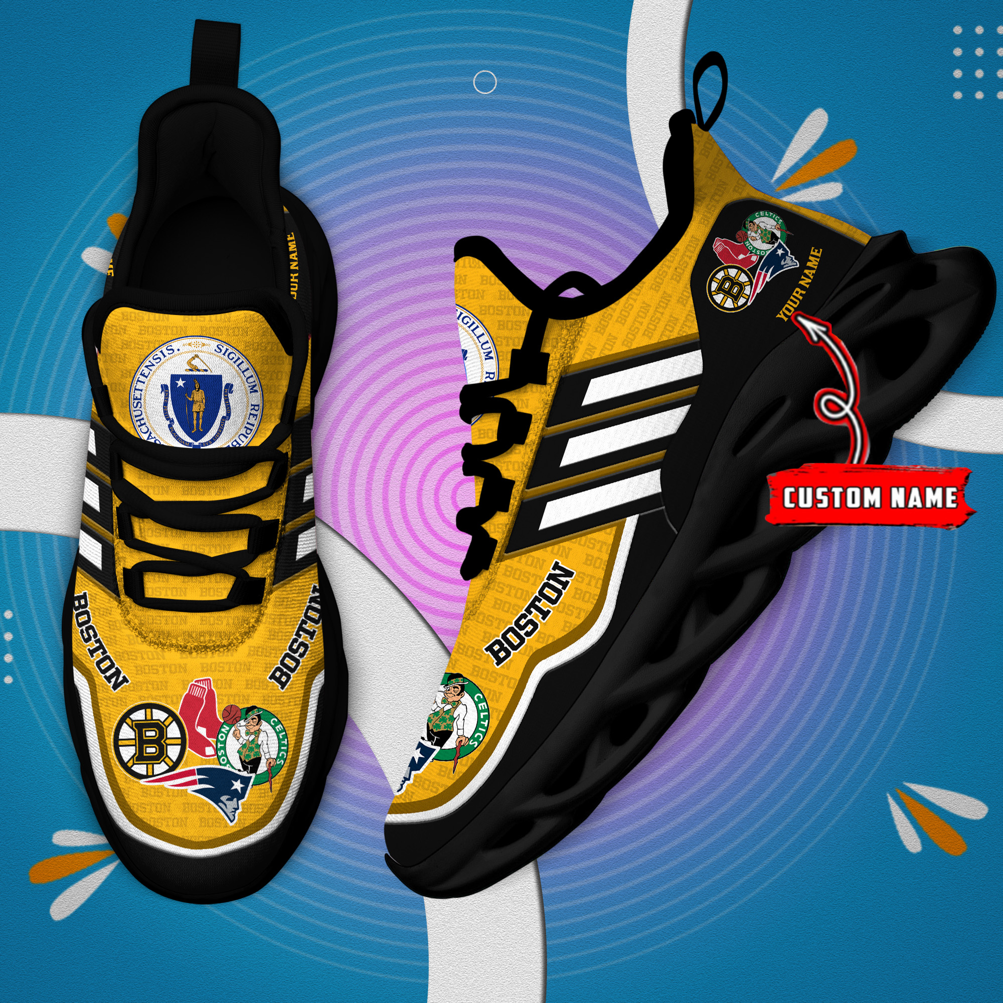 DS005 BostonYELLOW002 Klobige MAX-SCHUHE