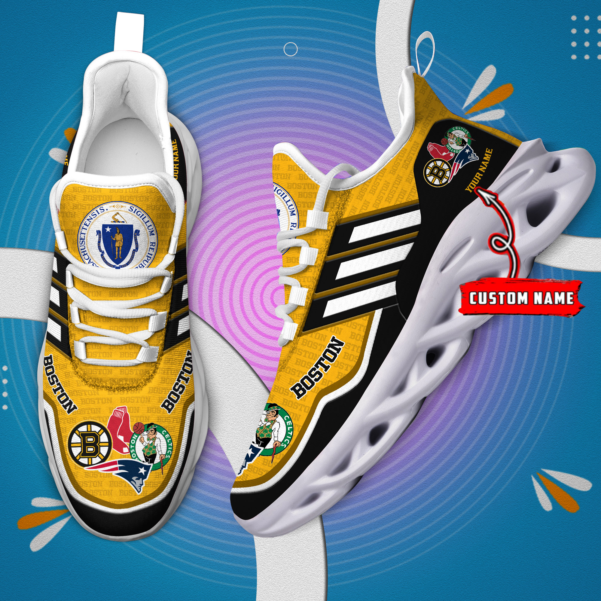 DS005 BostonYELLOW002 Klobige MAX-SCHUHE