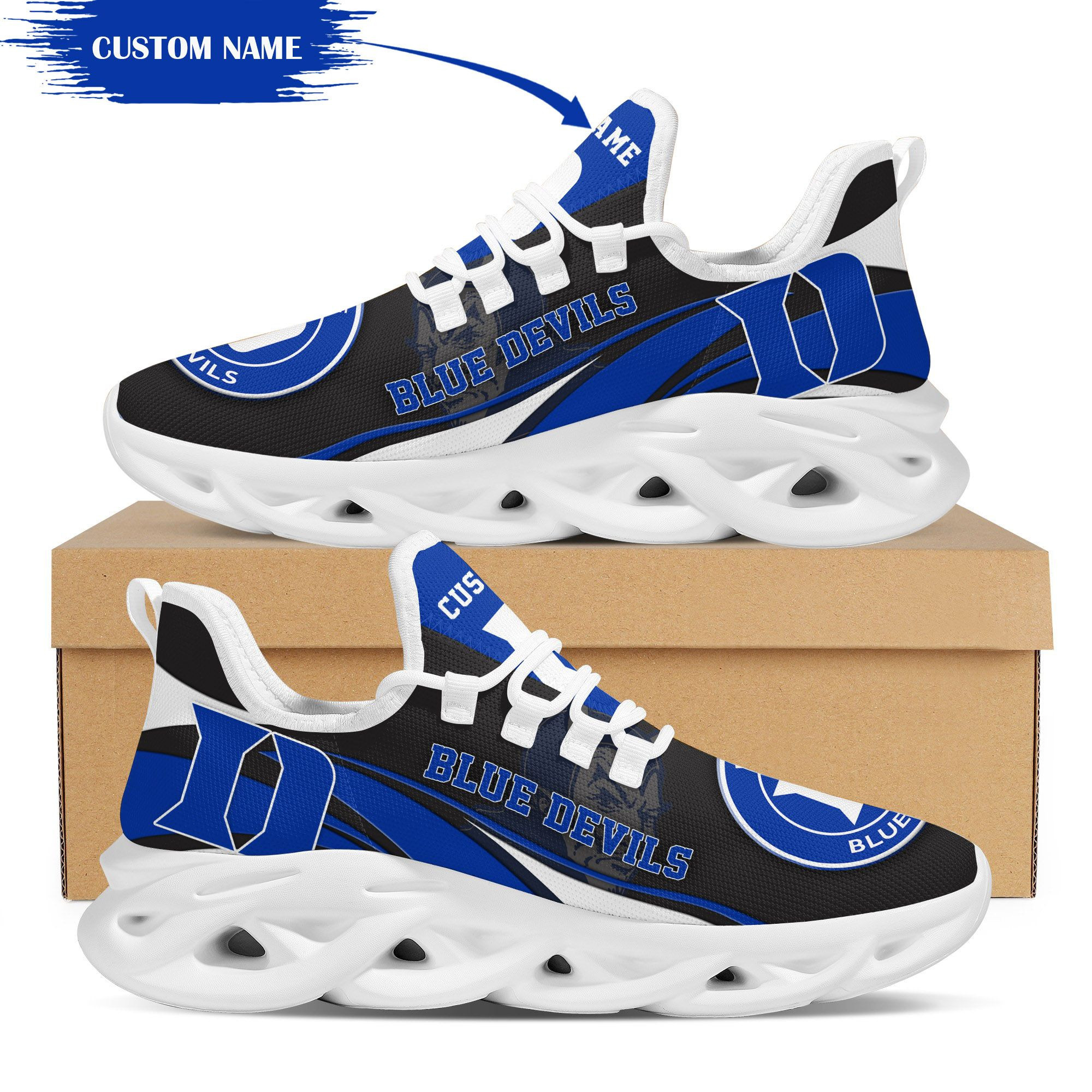 Duke Blue Devils Maskottchen individueller Name personalisierte Max Soul Sneakers