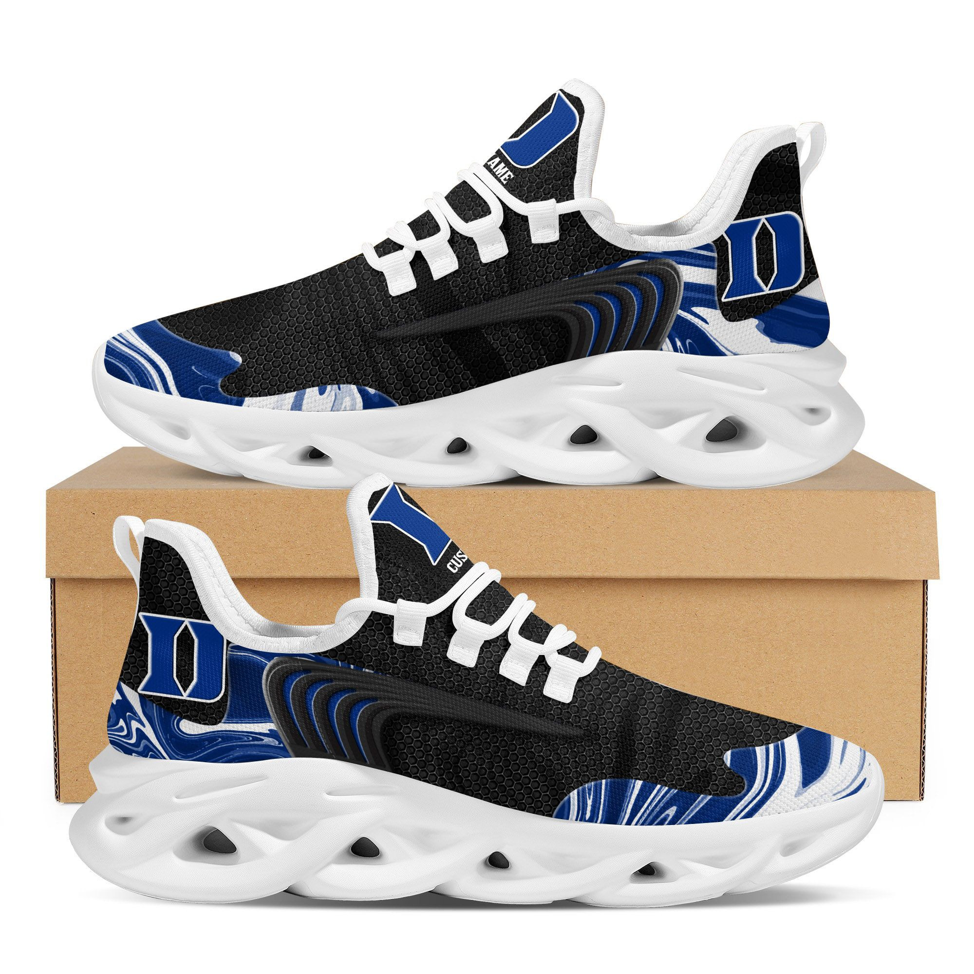 Duke Blue Devils Team individuell personalisiert mit Namen Max Soul Sneakers Schuhe