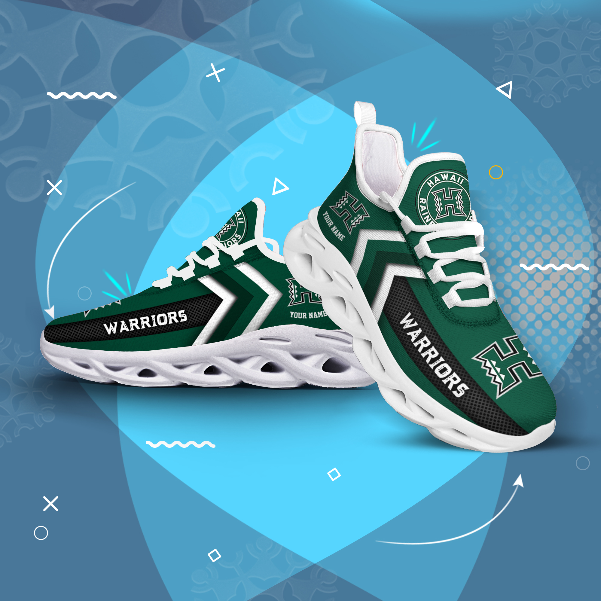Hawaii Rainbow Warriors personalisierter individueller Name MAX SHOES DS003
