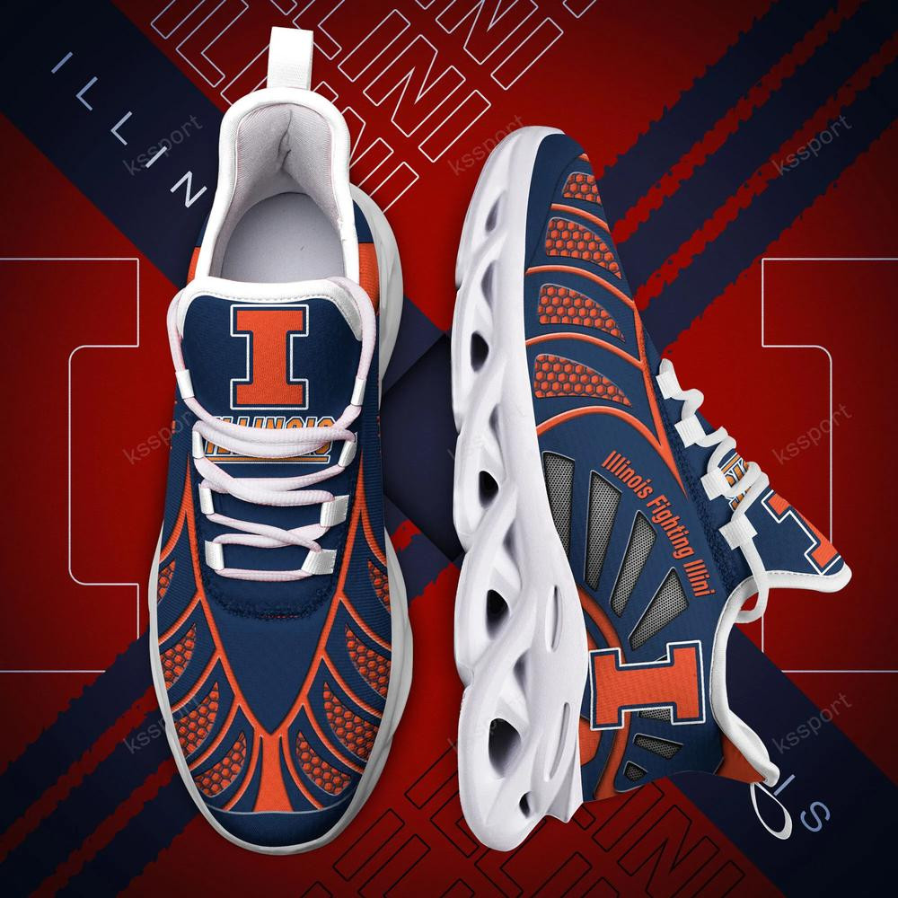 Illinois Fighting Illini Max Soul klobige, schwarz-weiße Laufschuhe