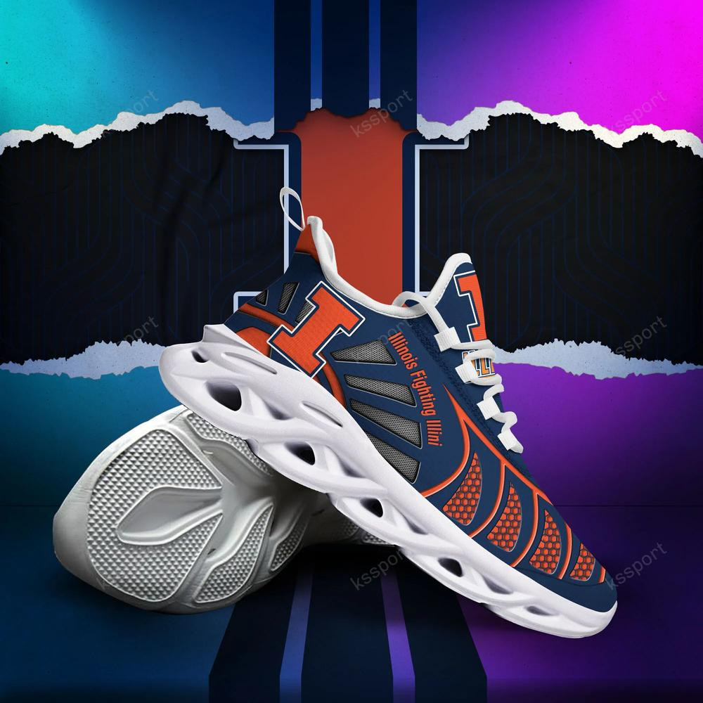 Illinois Fighting Illini Max Soul klobige, schwarz-weiße Laufschuhe