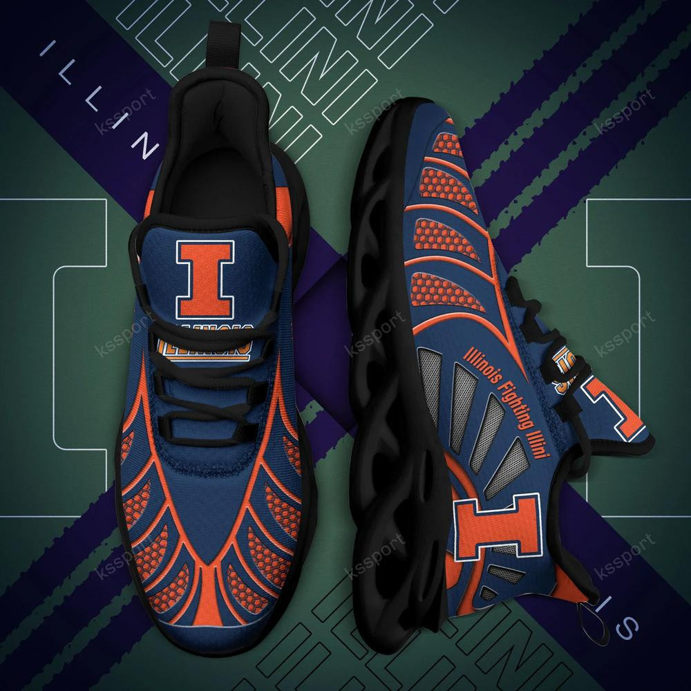 Illinois Fighting Illini Max Soul klobige, schwarz-weiße Laufschuhe