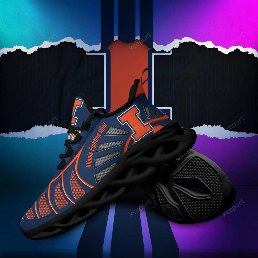 Illinois Fighting Illini Max Soul klobige, schwarz-weiße Laufschuhe