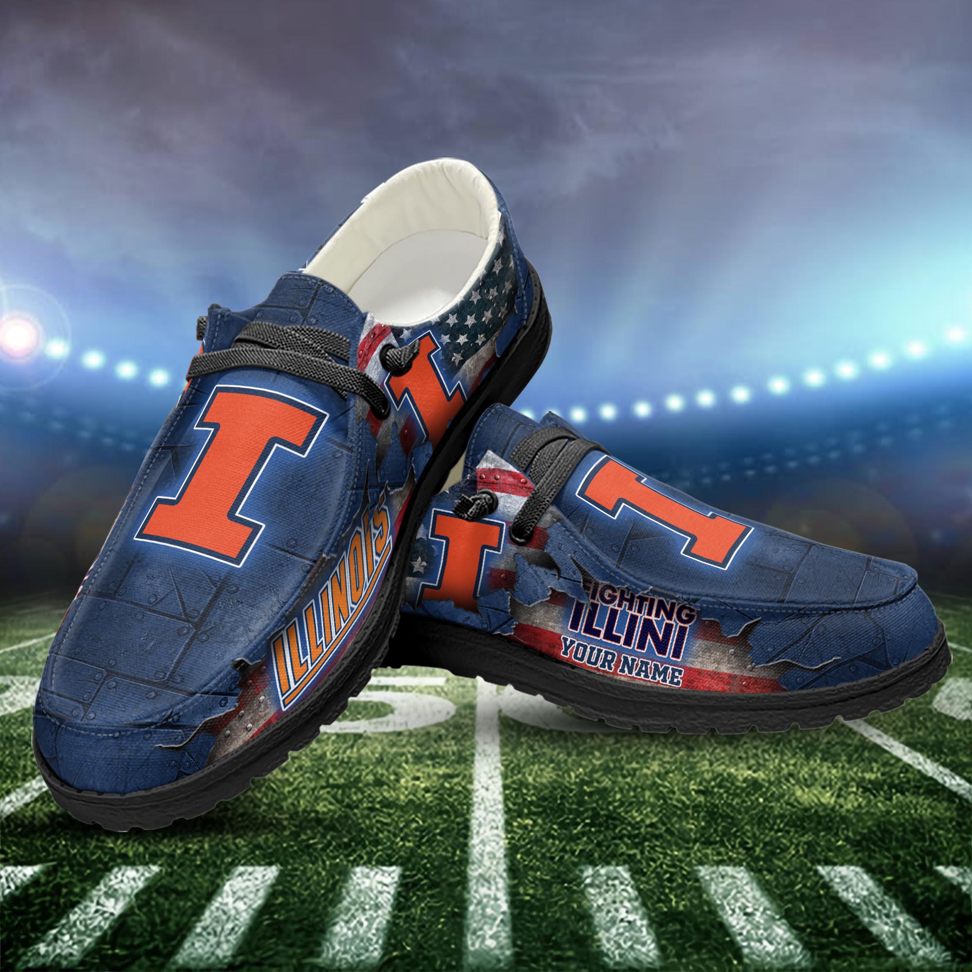Illinois Fighting Illini personalisierte H-D-Sportschuhe – individuelles Namensdesign